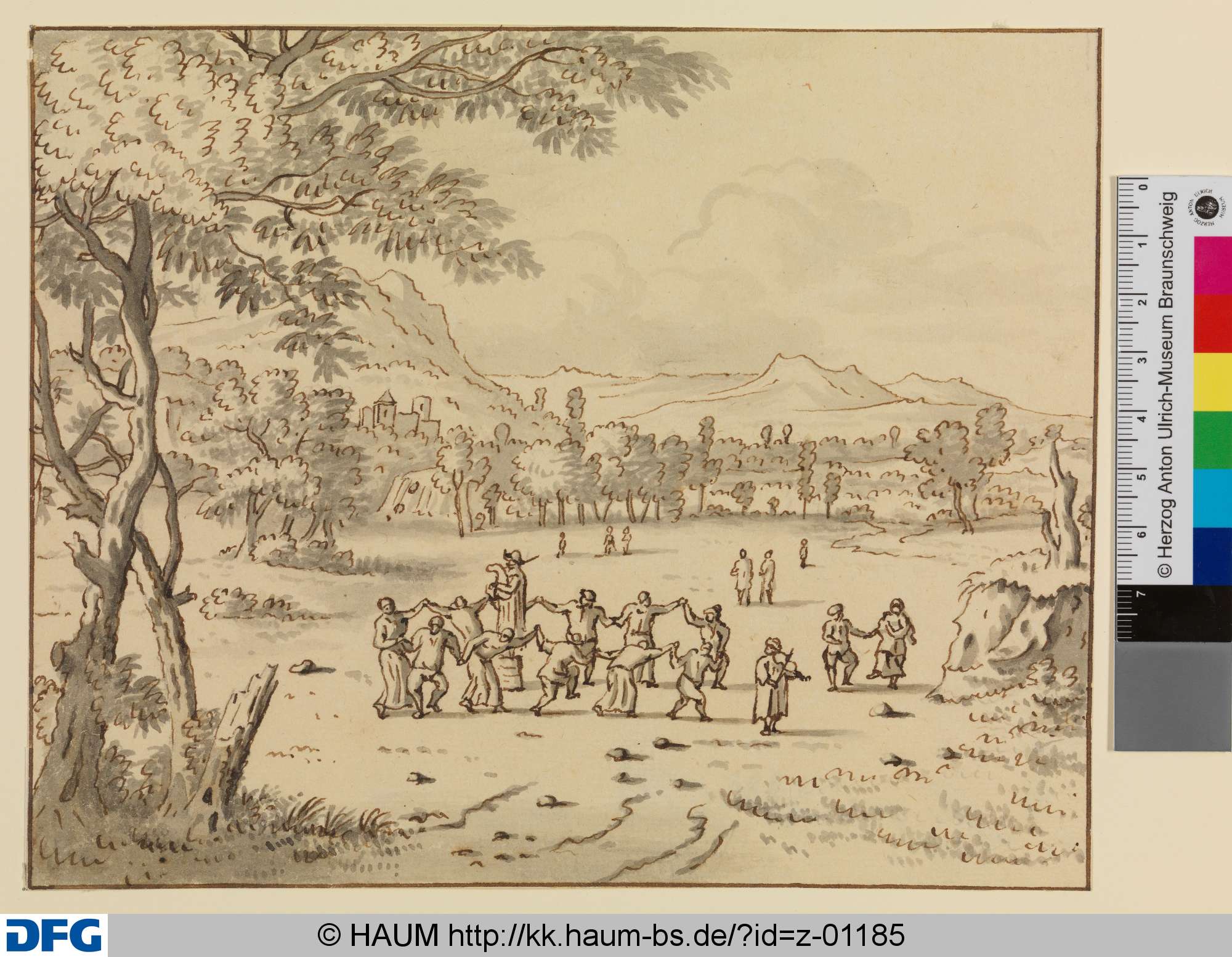 Landschaft mit tanzenden Bauern, 1663–1712