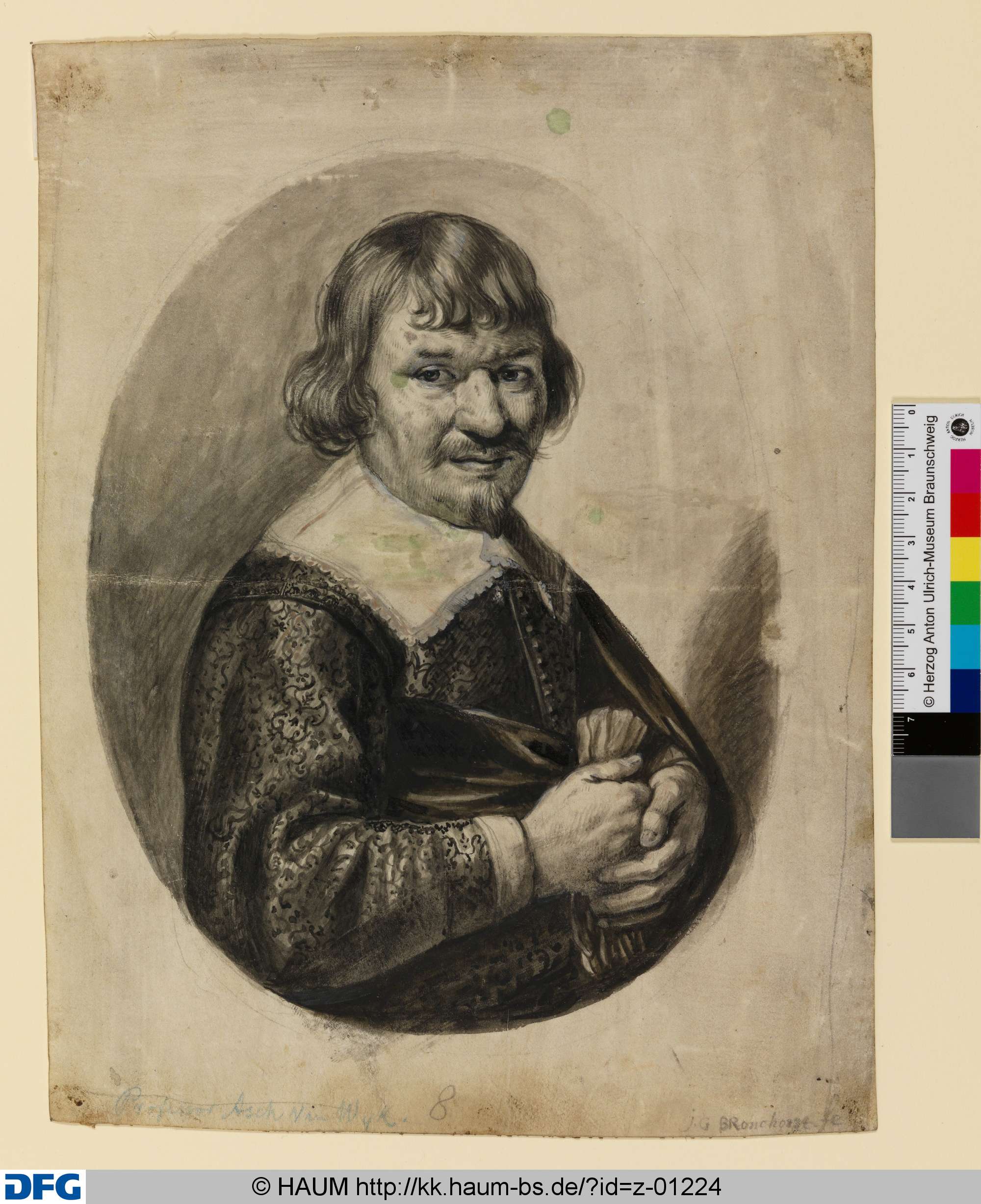 Portrait Professor Jacob van Asch van Wyck (Halbfigur nach rechts im Oval), Jan Gerritsz van Bronckhorst, 1634–1660