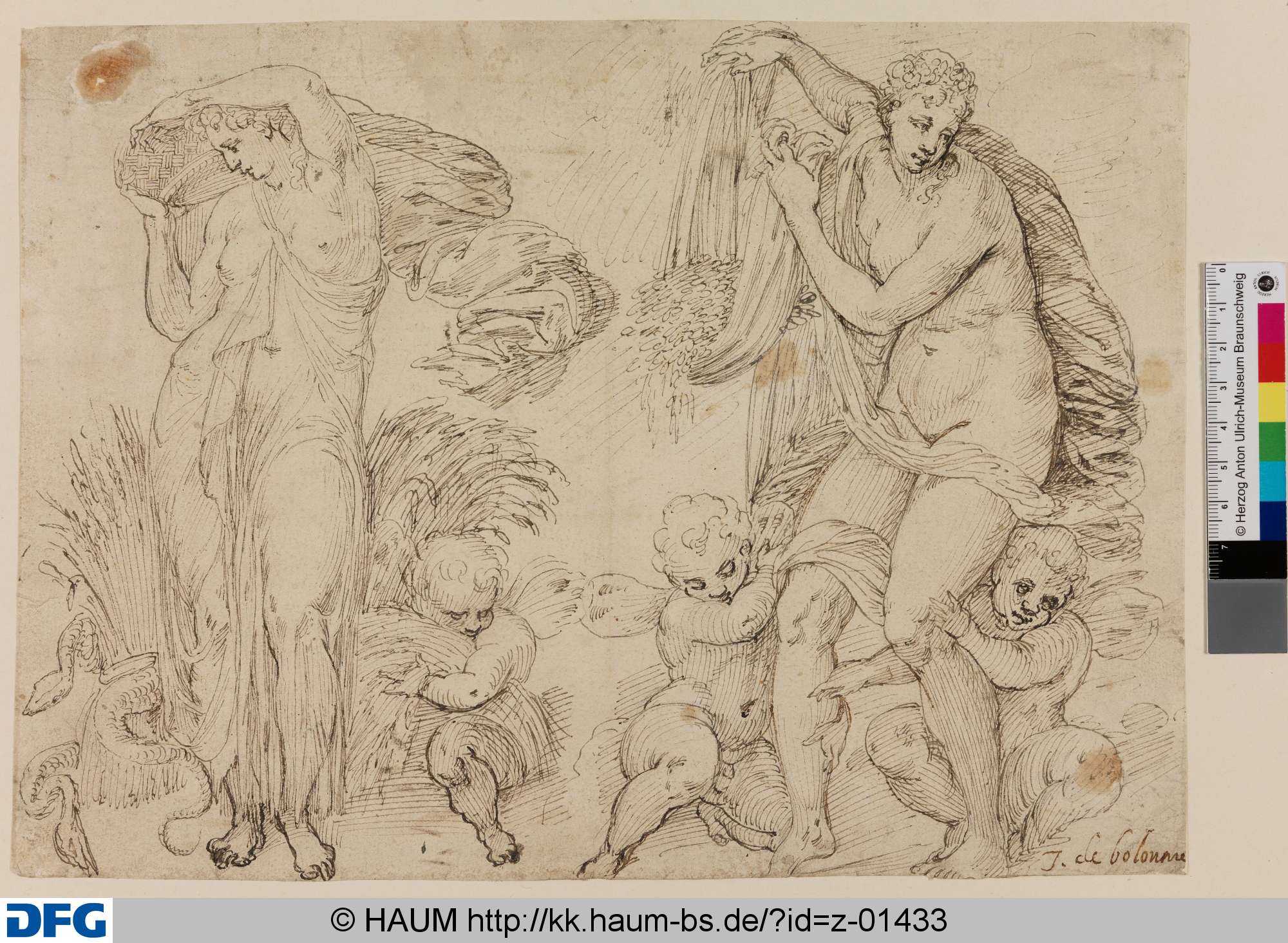Zwei Frauen mit Getreide und drei Putten, Jan Claudius de Cock, 1688–1736