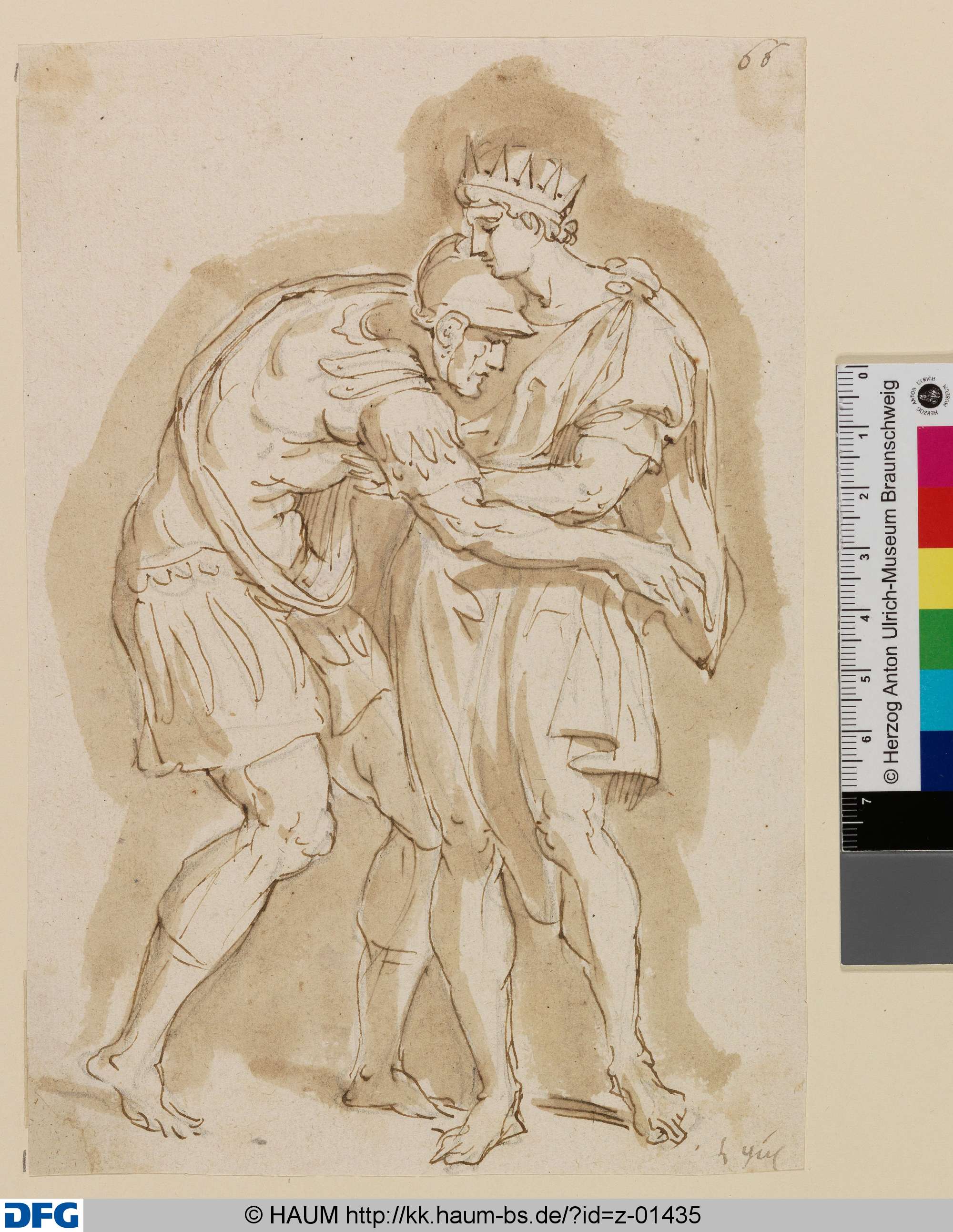 Junger König, einen älteren Krieger umarmend, Jan Claudius de Cock, 1688–1736