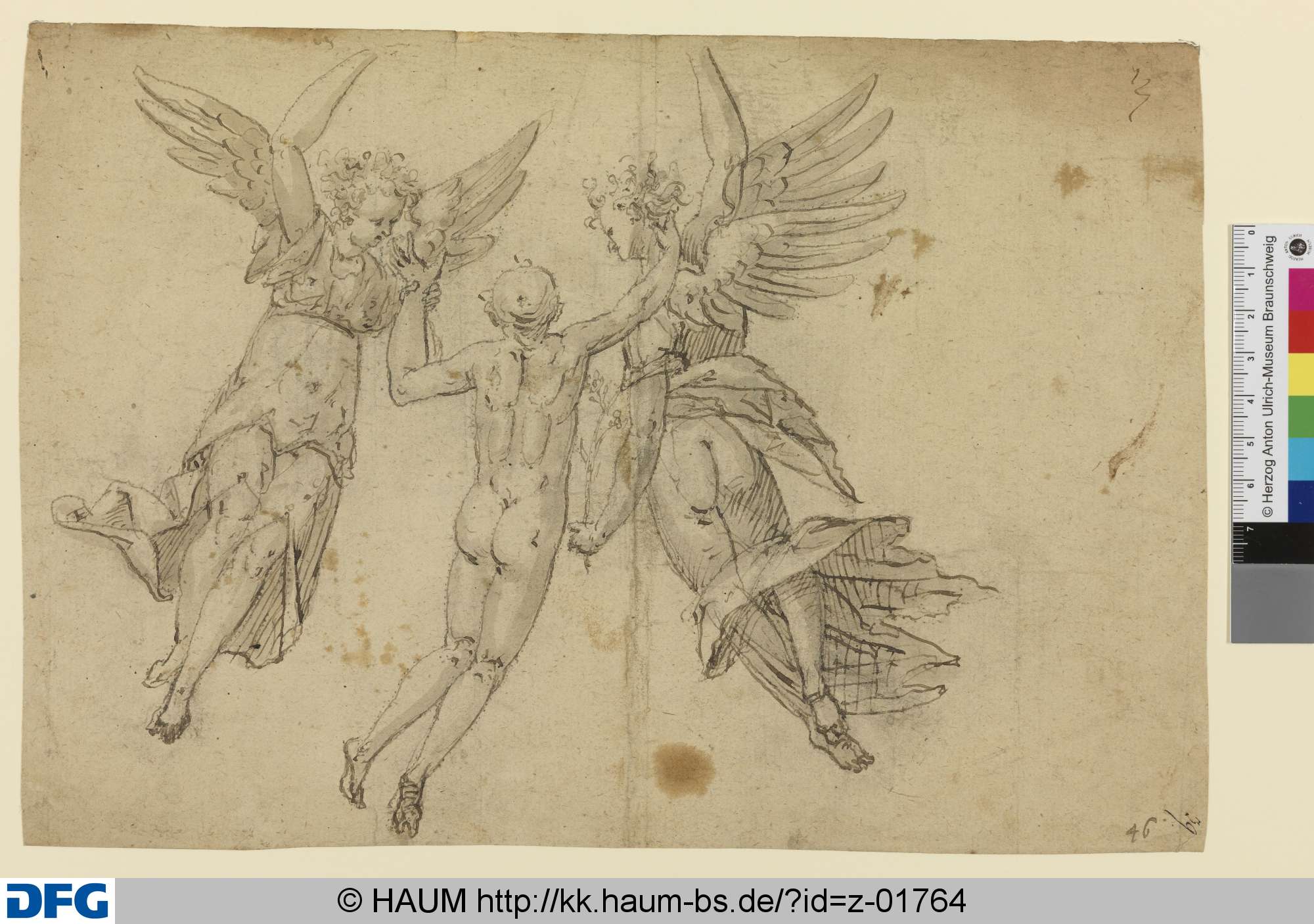 Zwei Engel schweben mit einer Seele empor, Christoph Schwarz, 1565–1592