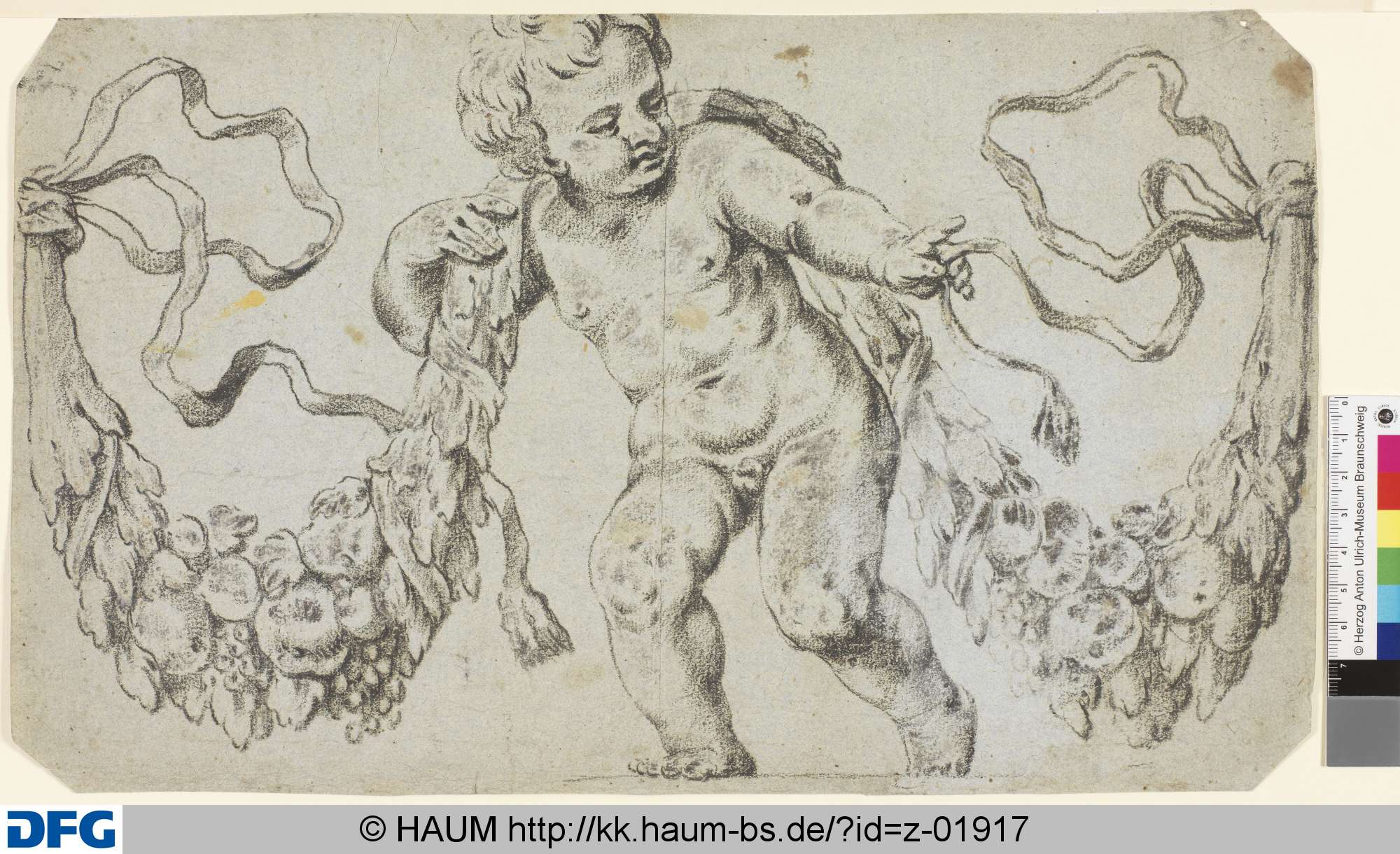 Putto mit Fruchtgirlande, Dietrich Ernst André, 1716–1720