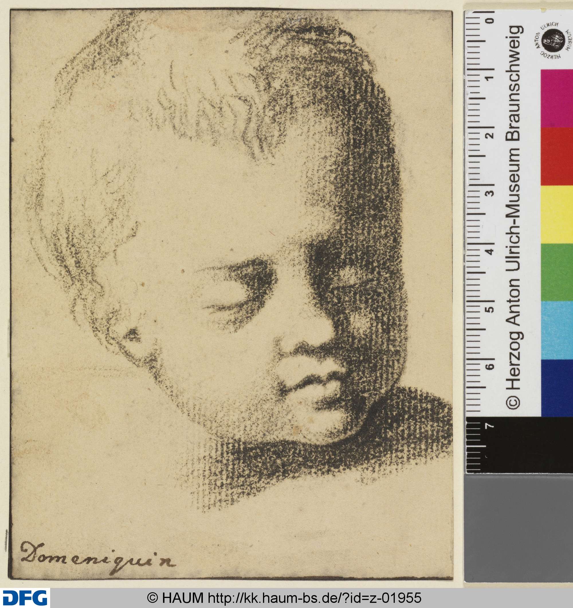 Kinderkopf mit geschlossenen Augen, nach rechts, Dietrich Ernst André, 1716–1720