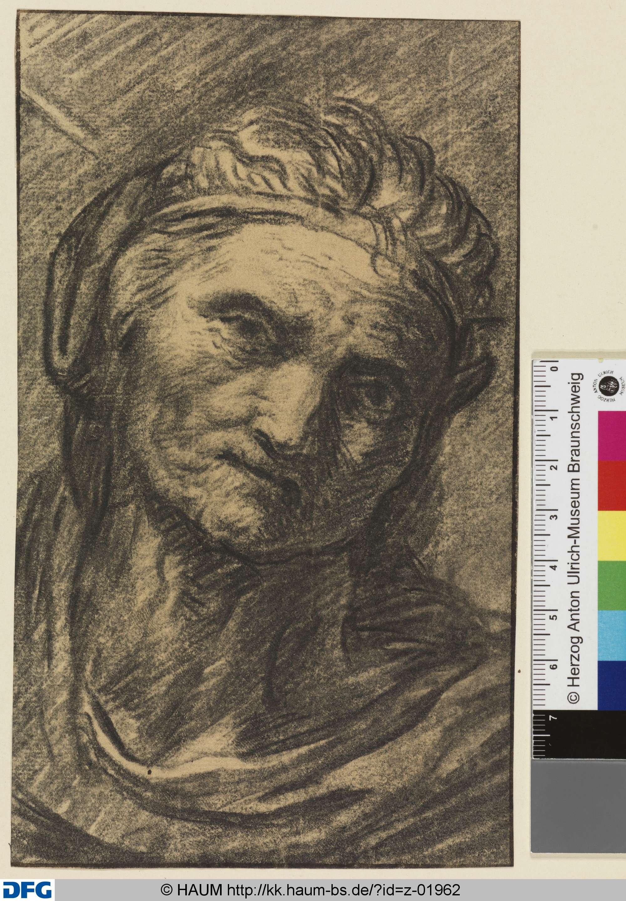Brustbild einer alten Frau, Dietrich Ernst André, 1716–1720