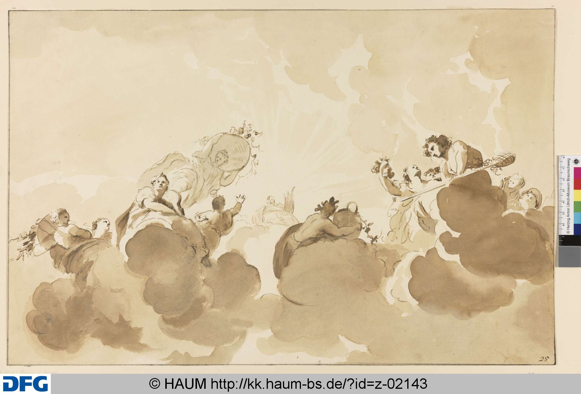 Entwurf (?) zu einem Deckengemälde mit Huldigung des Apoll, 1715–1745