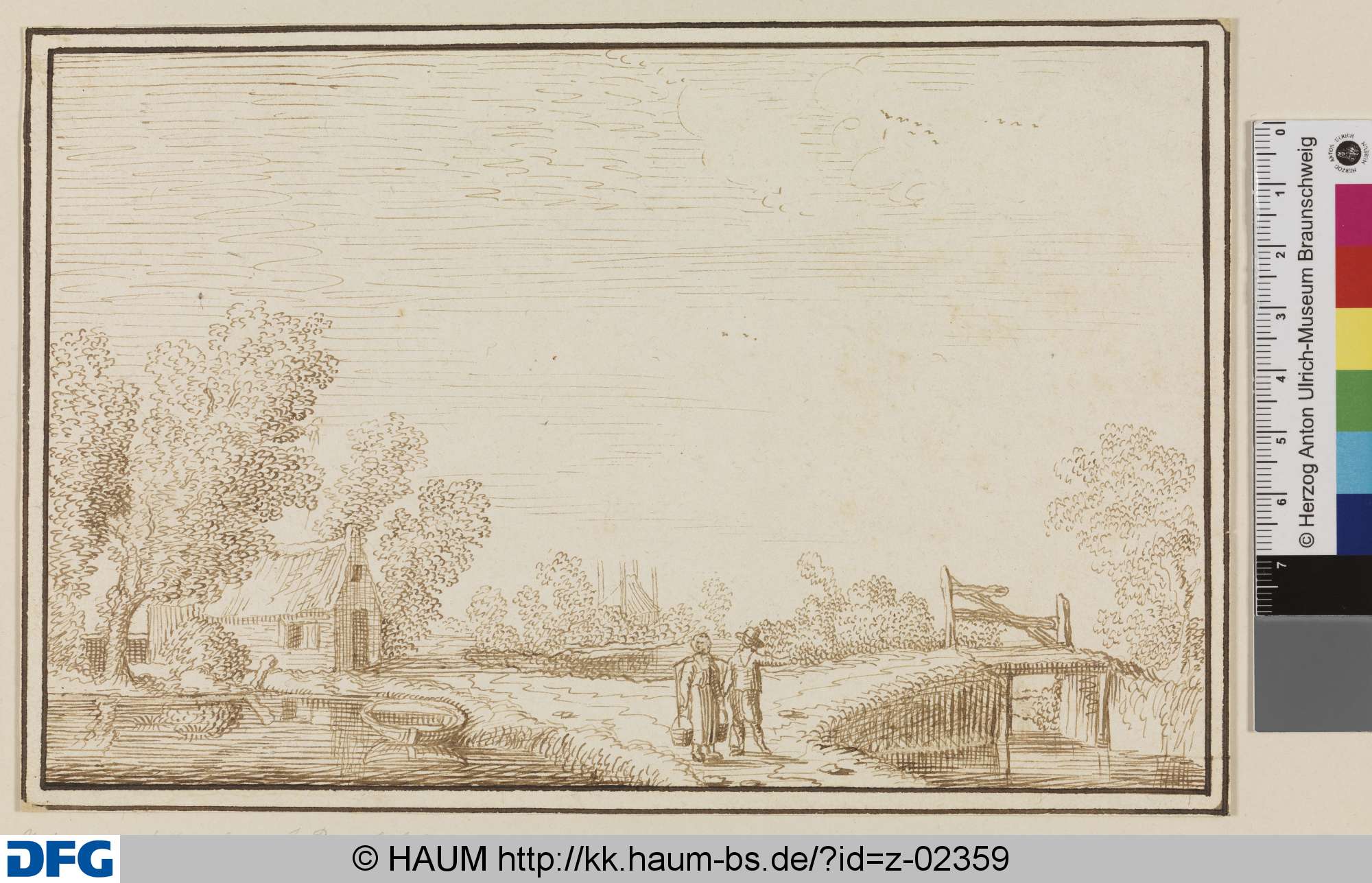 Flusslandschaft mit Mann und eimertragender Frau, Bruegel, Jan, de Oudere, 1588–1700