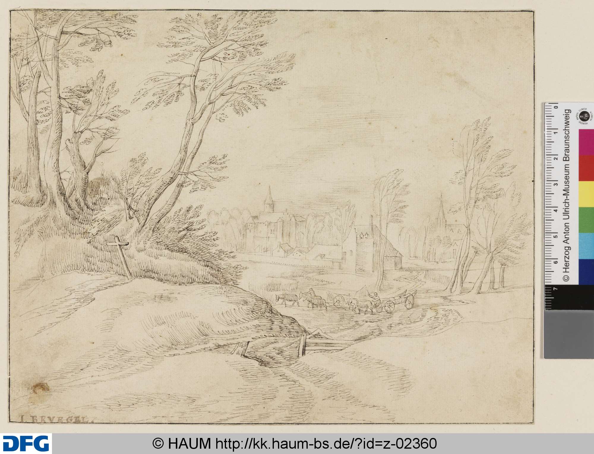 Landschaft mit Schloss und Kirche im Hintergrund, Bruegel, Jan, de Oudere, 1588–1700