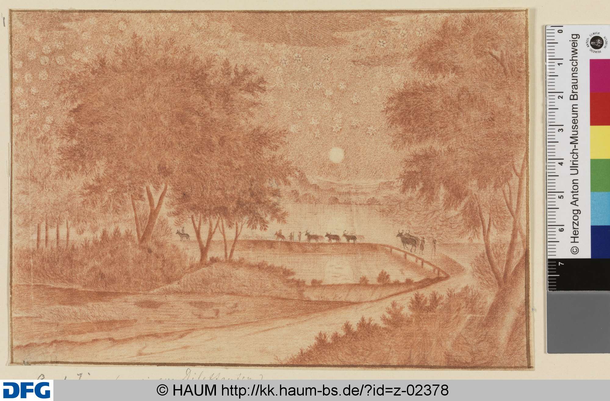 Mondscheinlandschaft mit Kuhherde, 17th century