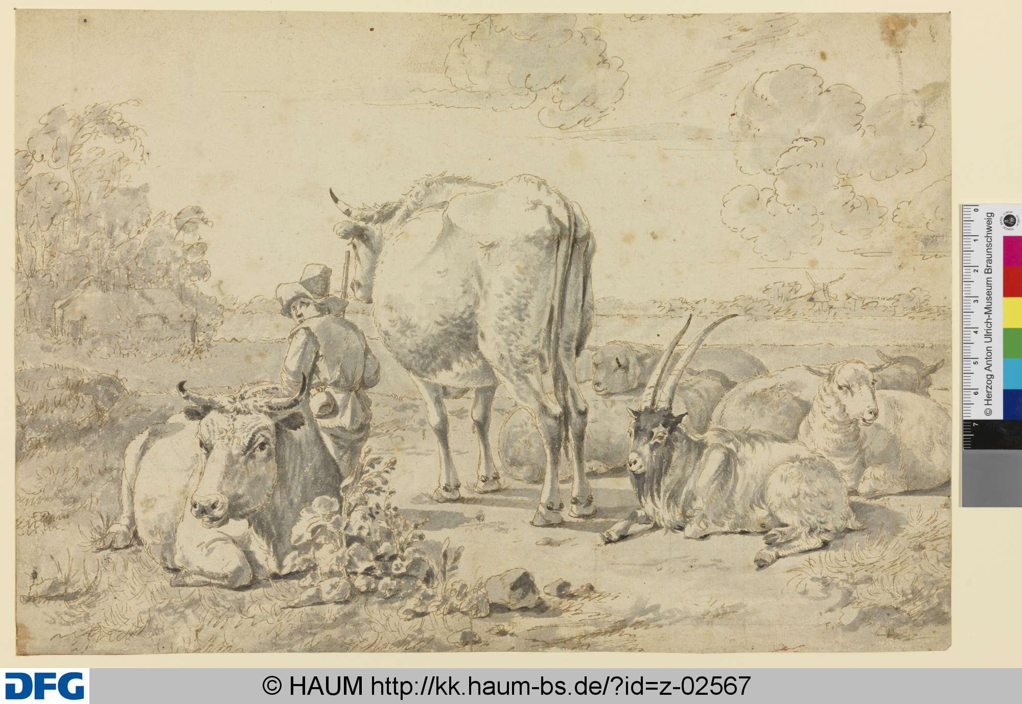 Hirte mit Schafen, Kühen und Ziege, Willem Romeyn, 1644–1694