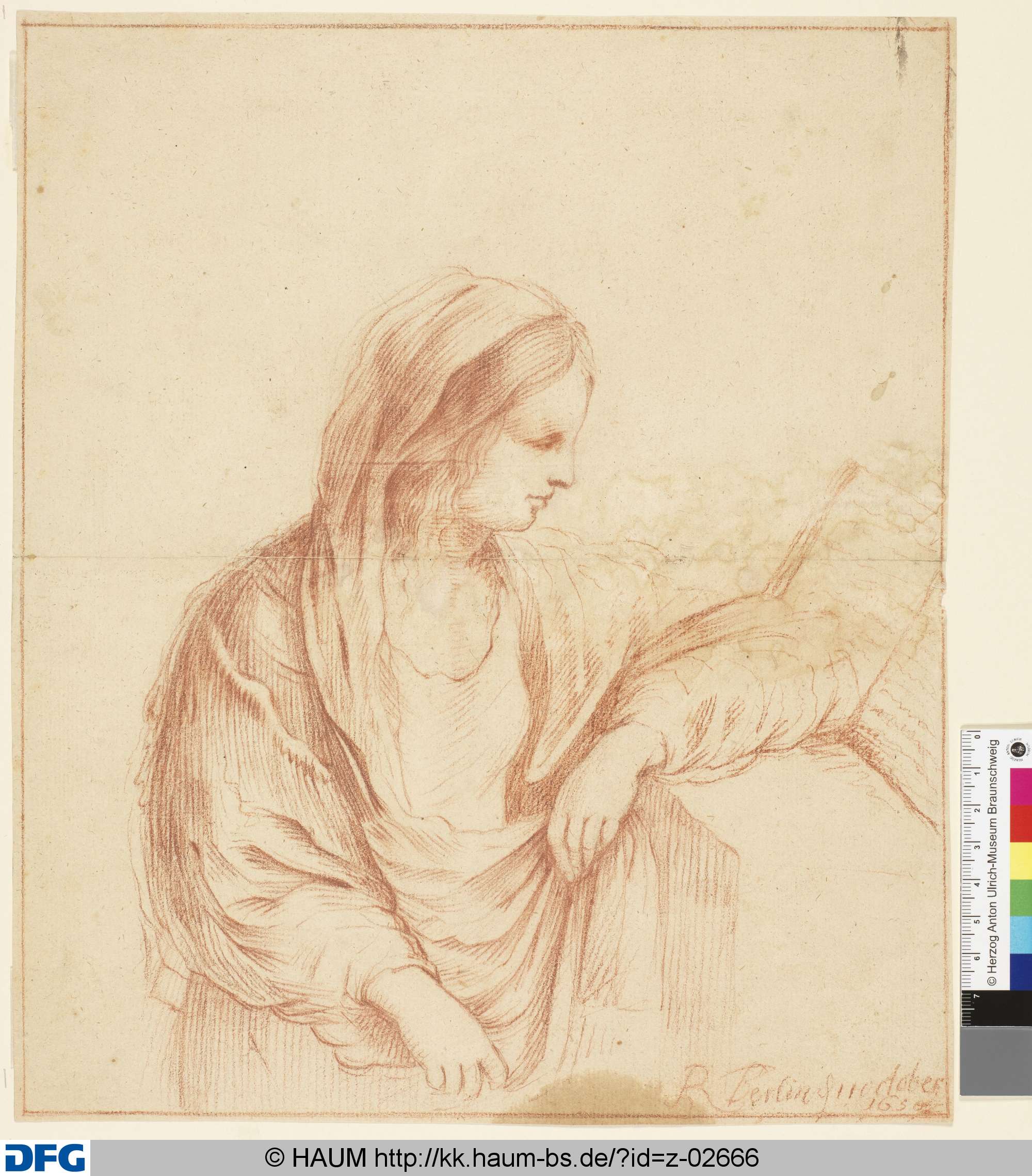 Halbfigur einer Frau , ein Buch lesend, 17th century