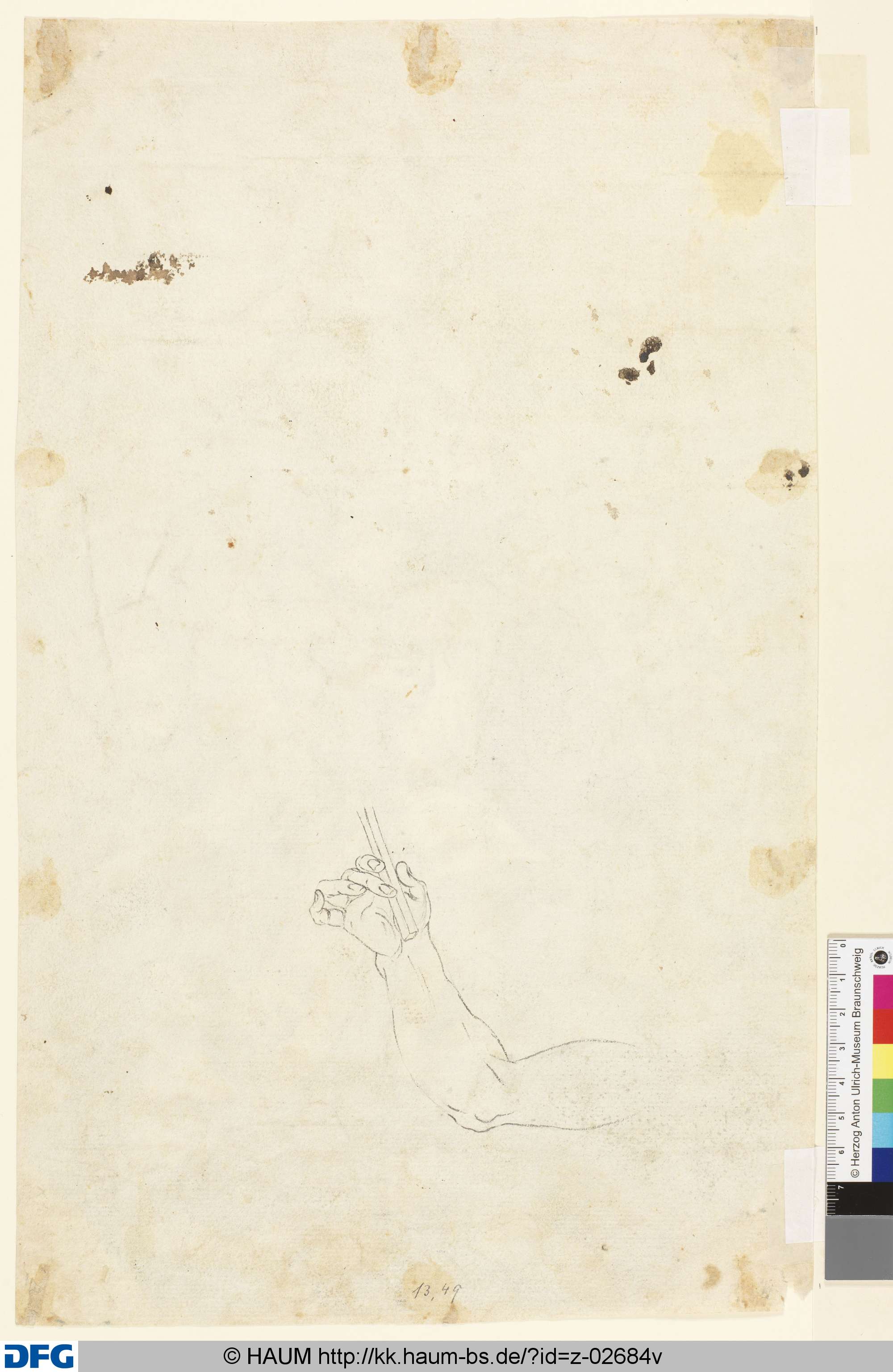 Skizze eines angewinkelten Armes, 17th century