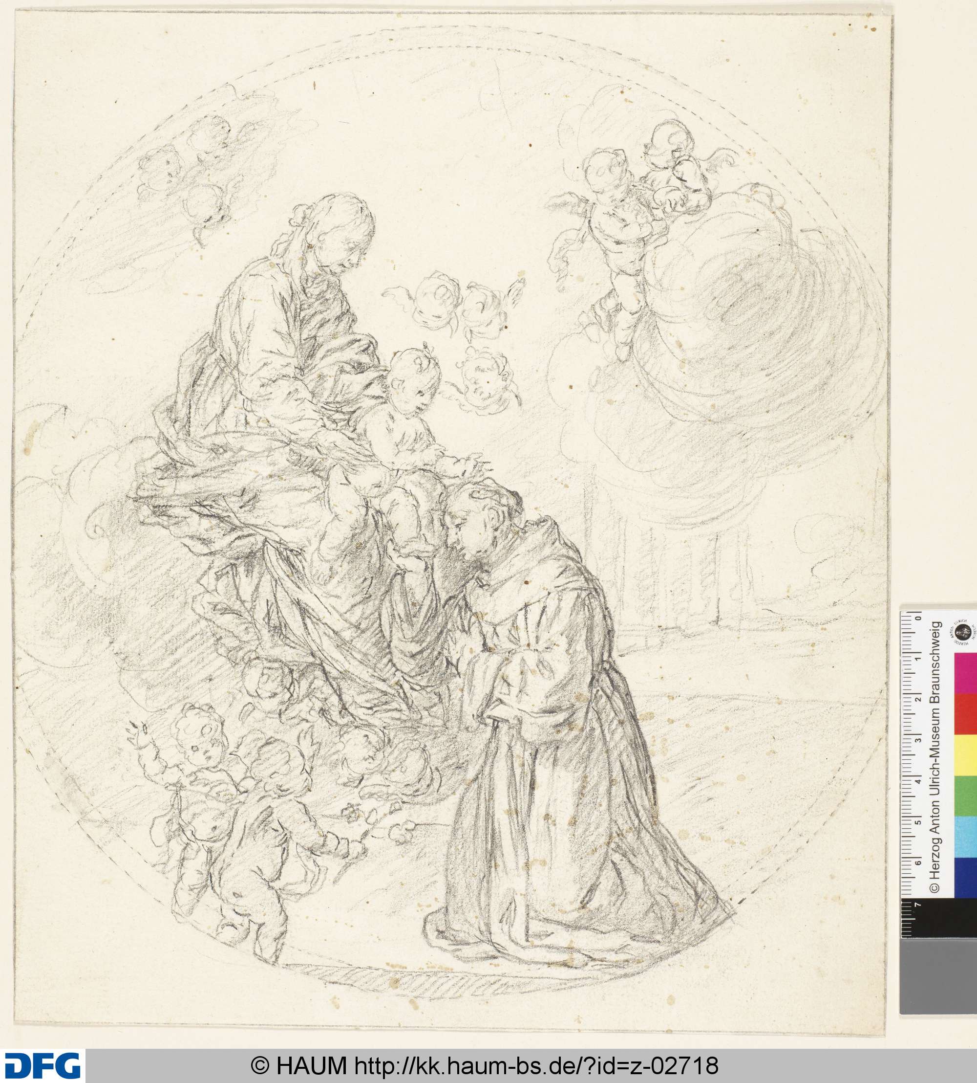 Maria mit Kind, das einen knienden Mönch segnet, 17th century
