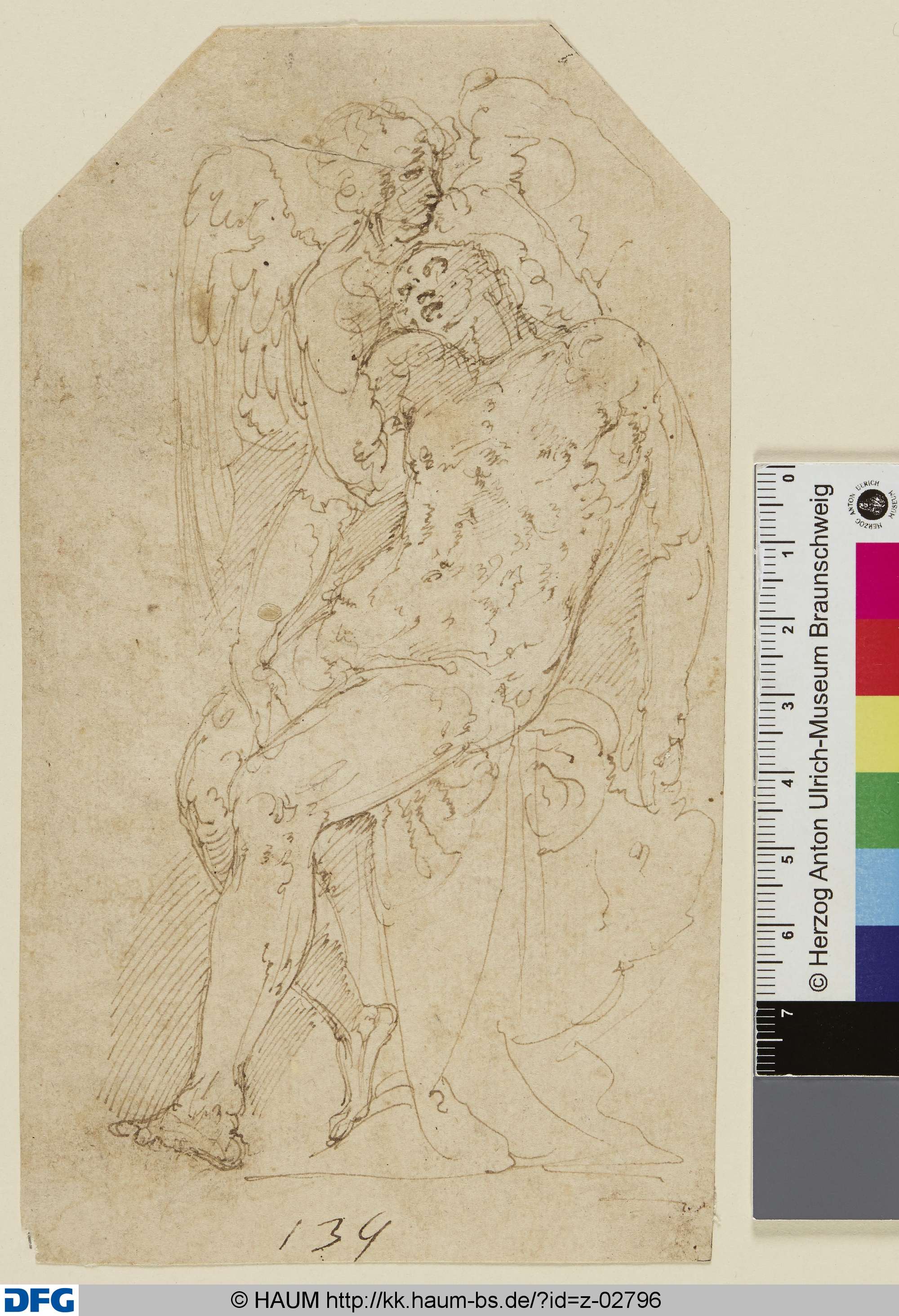 Sitzender Schmerzensmann, von einem Engel gestützt, Battista Franco Veneziano, 16th century