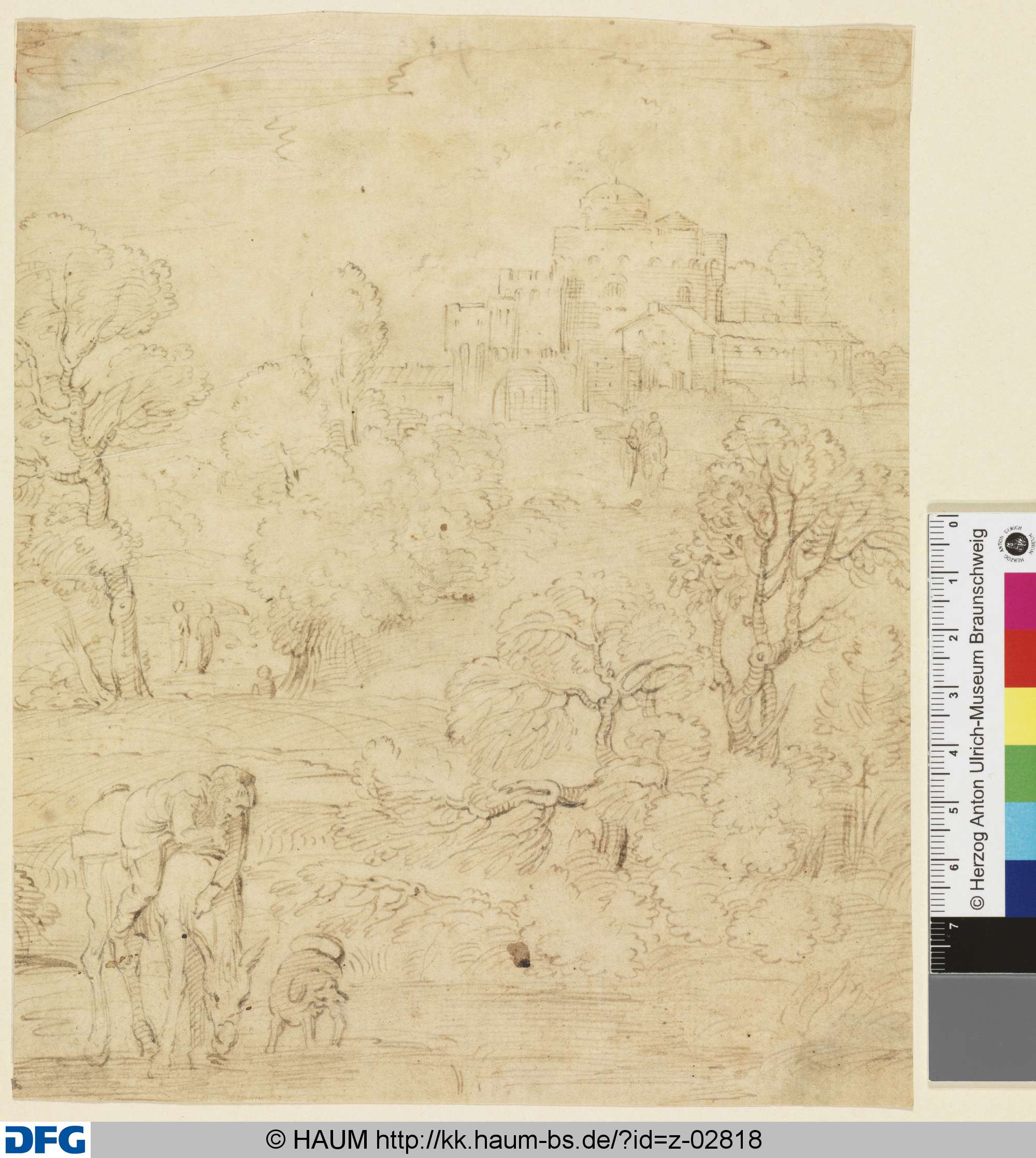 Landschaft mit trinkendem Esel, 16th century
