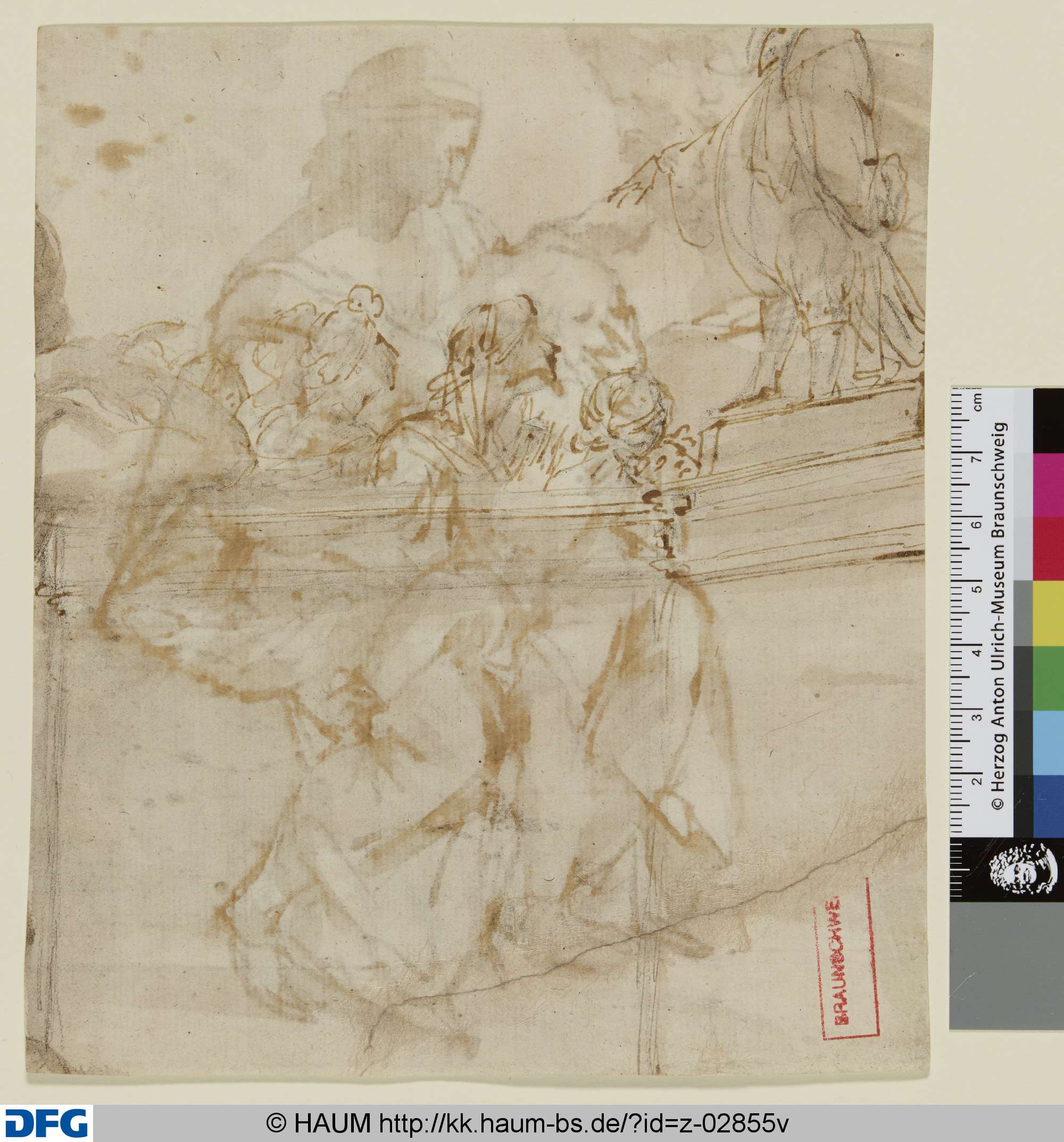 Kopfstudien und Skizze eines Denkmals, 16th century