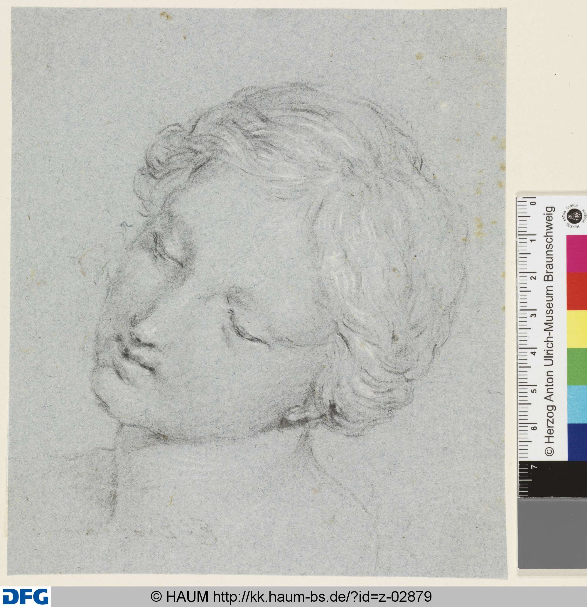 Studie eines leicht geneigten Mädchenkopfes im Dreiviertelprofil nach links, Ercole Graziani, 18th century