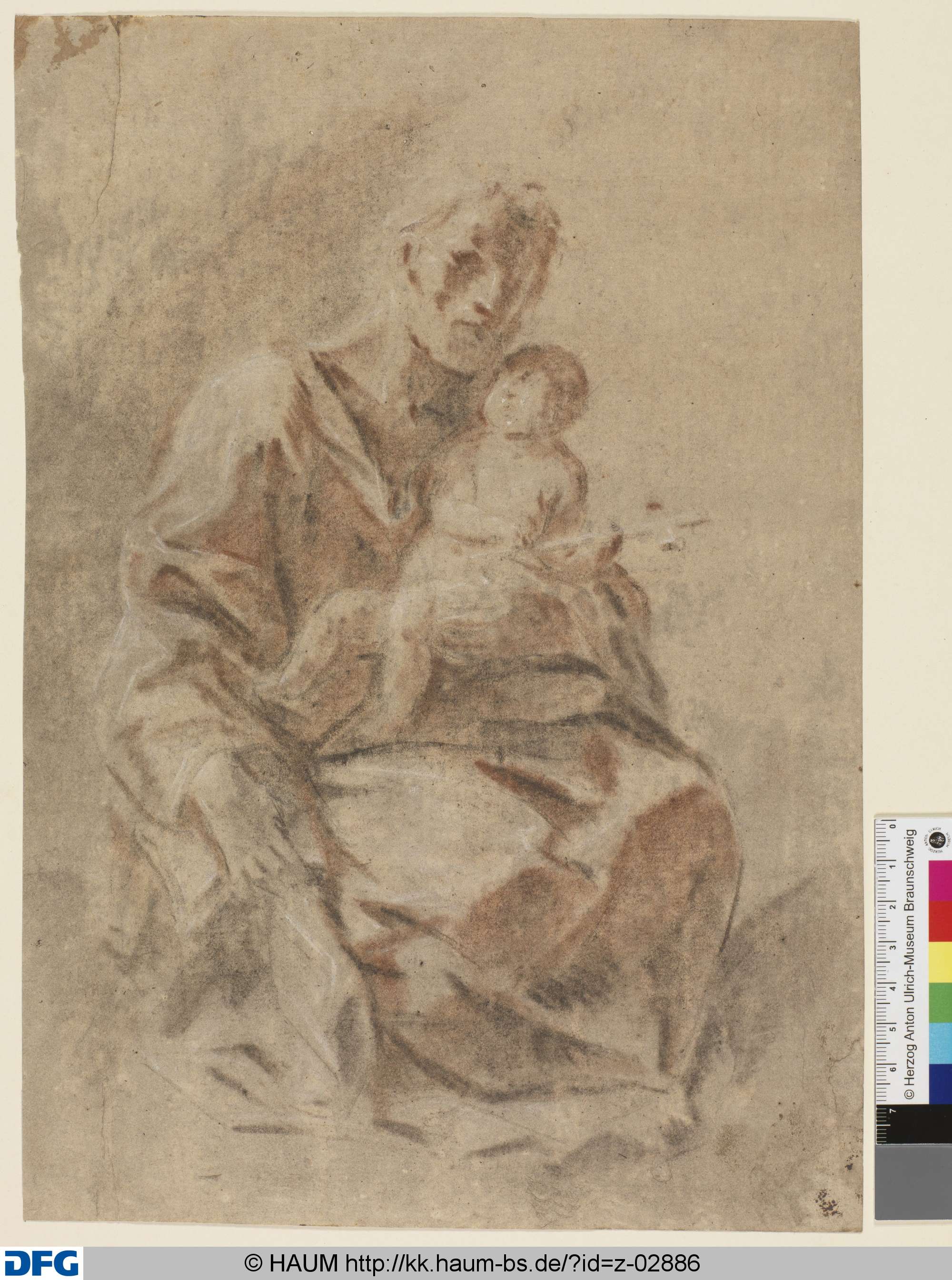 Sitzender bärtiger Heiliger mit dem Christuskind auf dem Schoß (Joseph mit Christus?), Guercino, 17th century