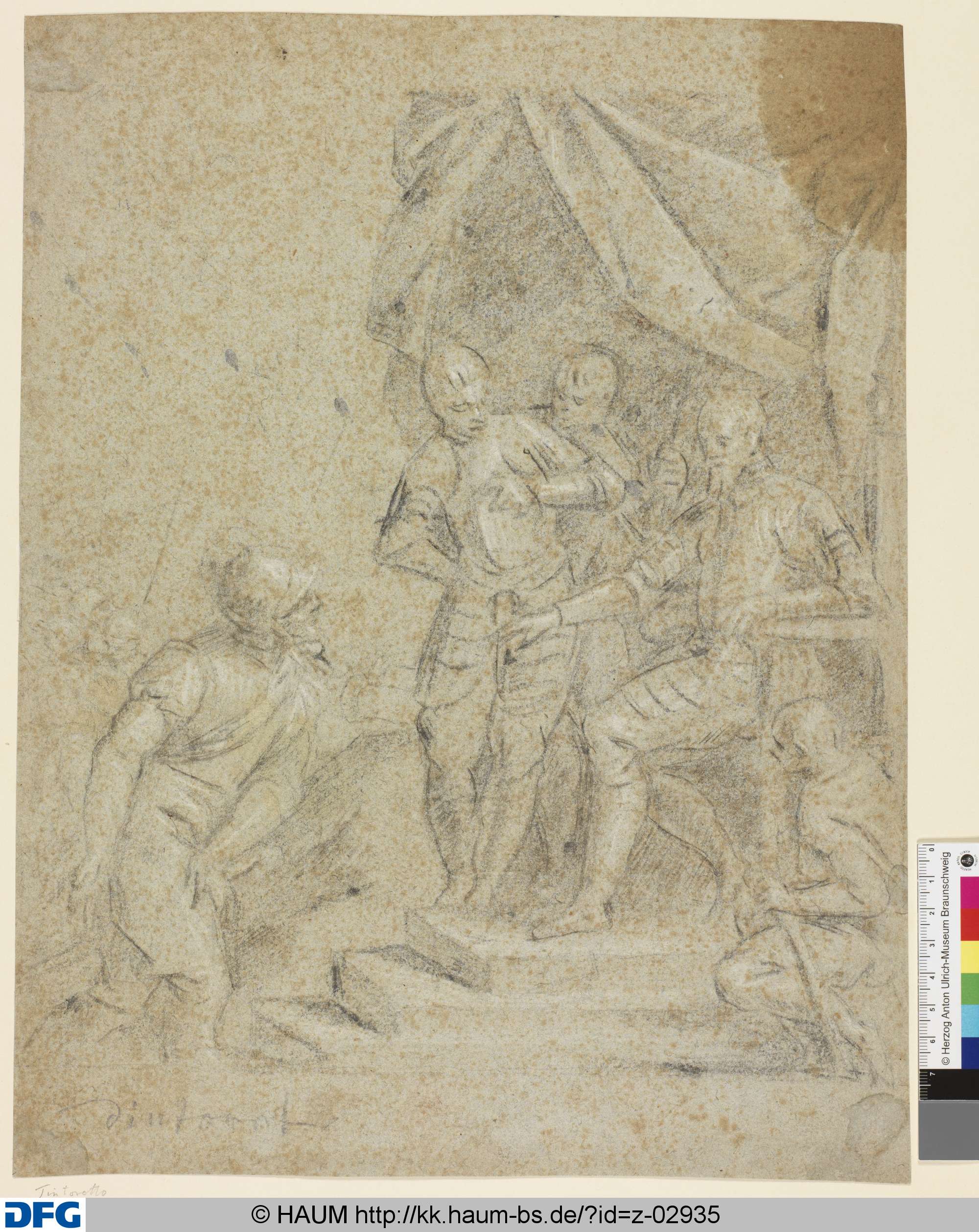 Ein Krieger vor einem auf einem Thron sitzenden Feldherrn, Jacopo Tintoretto, 16th century