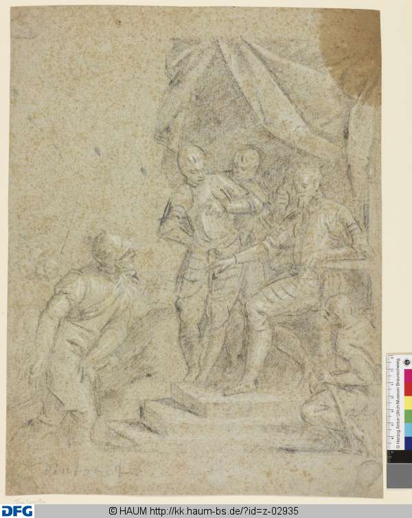 Ein Krieger vor einem auf einem Thron sitzenden Feldherrn, Jacopo Tintoretto, 16th century