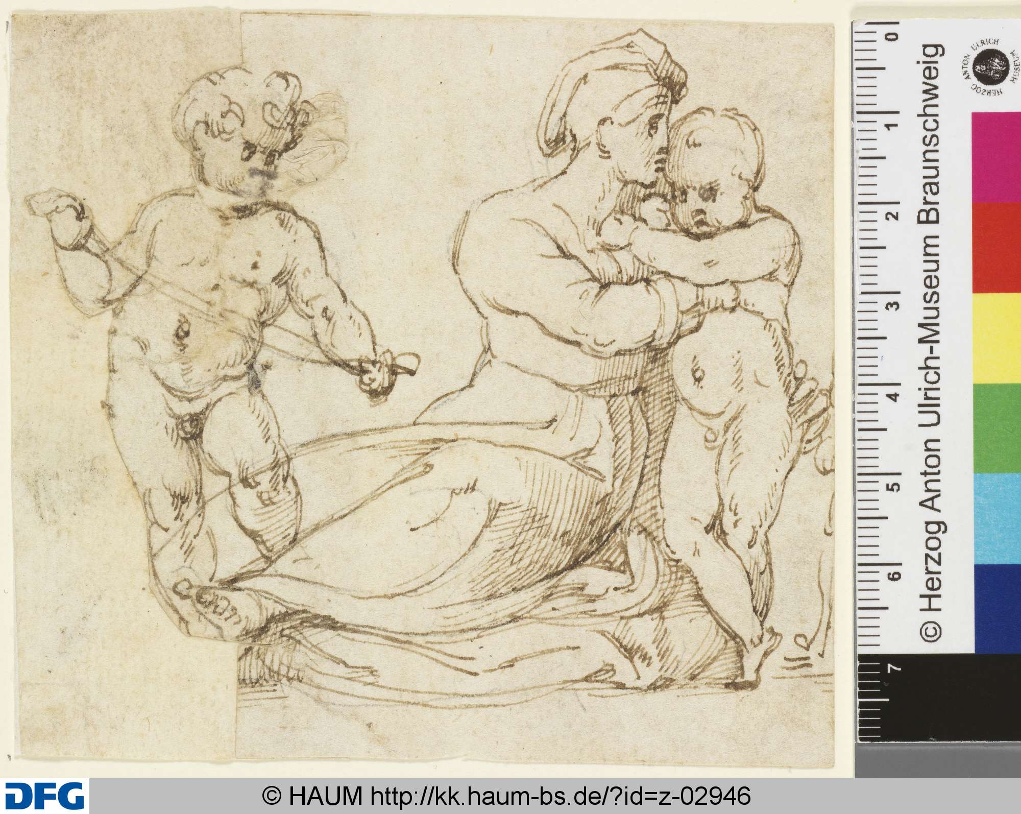 Sitzende Frau mit zwei Kindern, 16th century