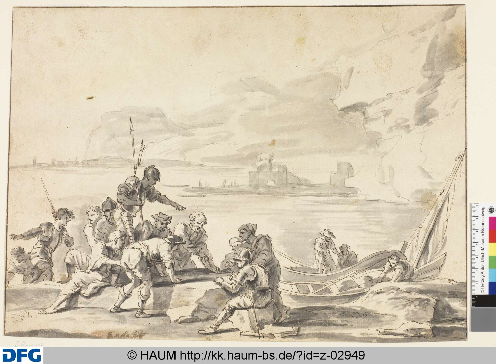 Schiffer und Krieger an einer Küste, Salvator Rosa, 17th century