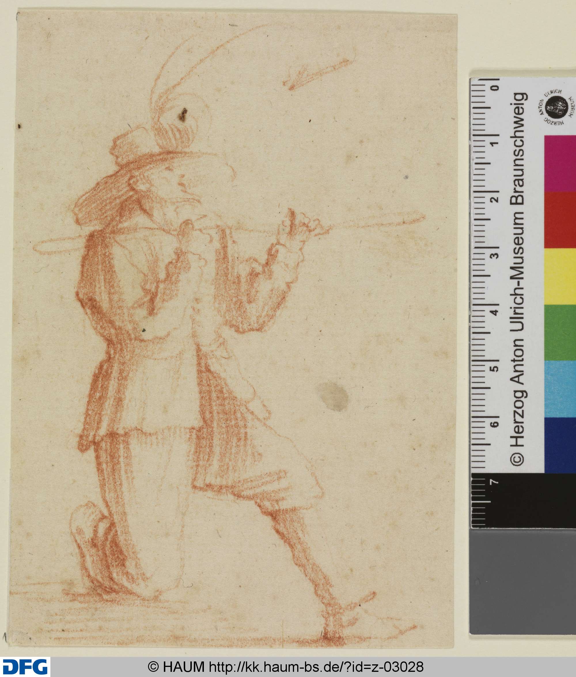 Kniender Mann mit Hut und Gewehr, Jacques Callot, 17th century