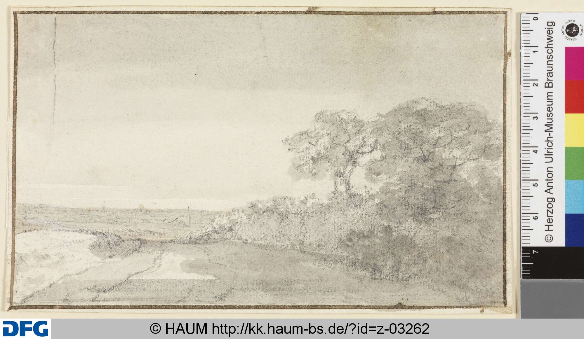 Straße am Waldrand in flacher Landschaft oder am Meer?, 18th century
