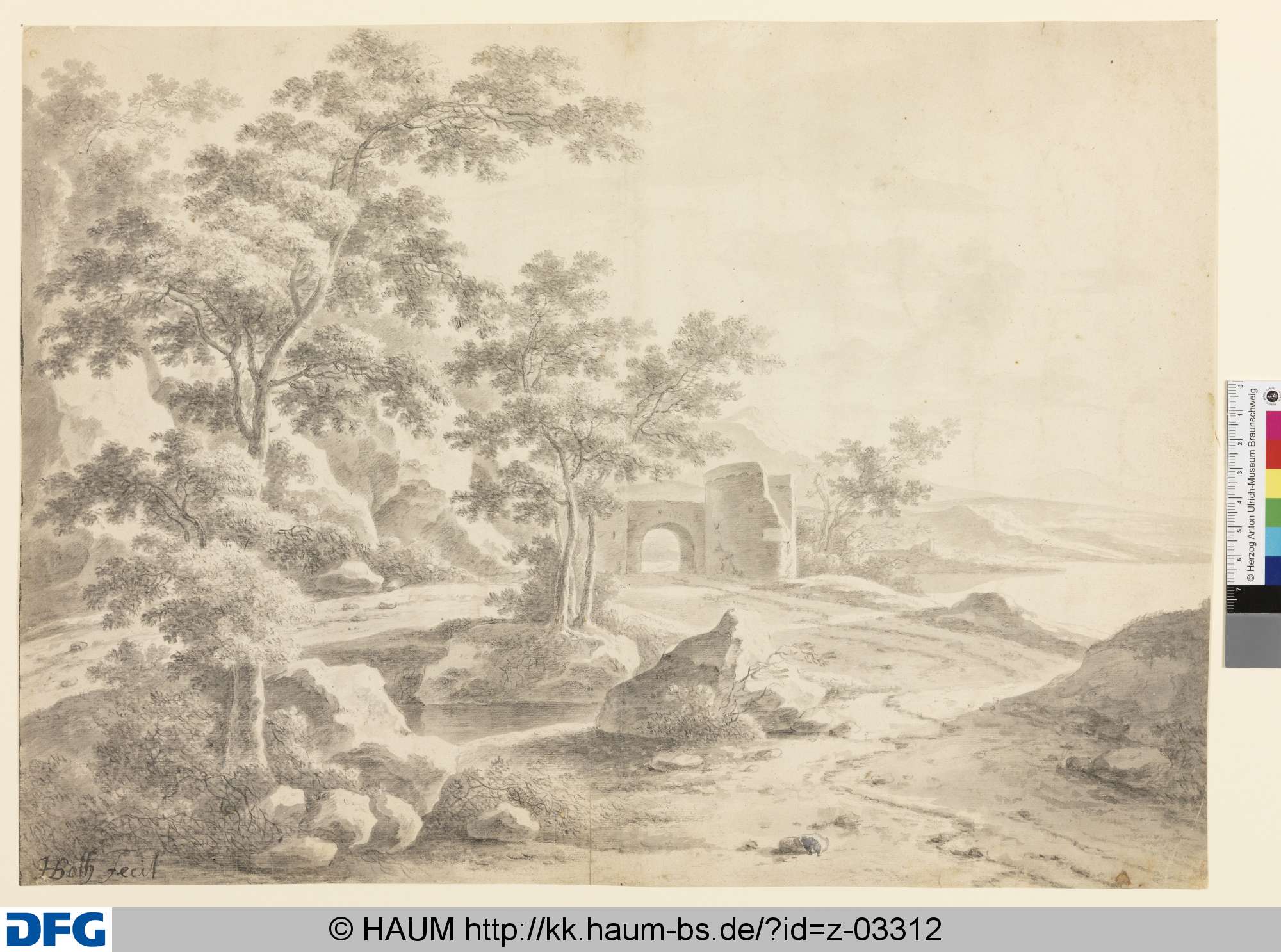 Italianisierende Landschaft mit Ruine, Jan Both, 1638–1652