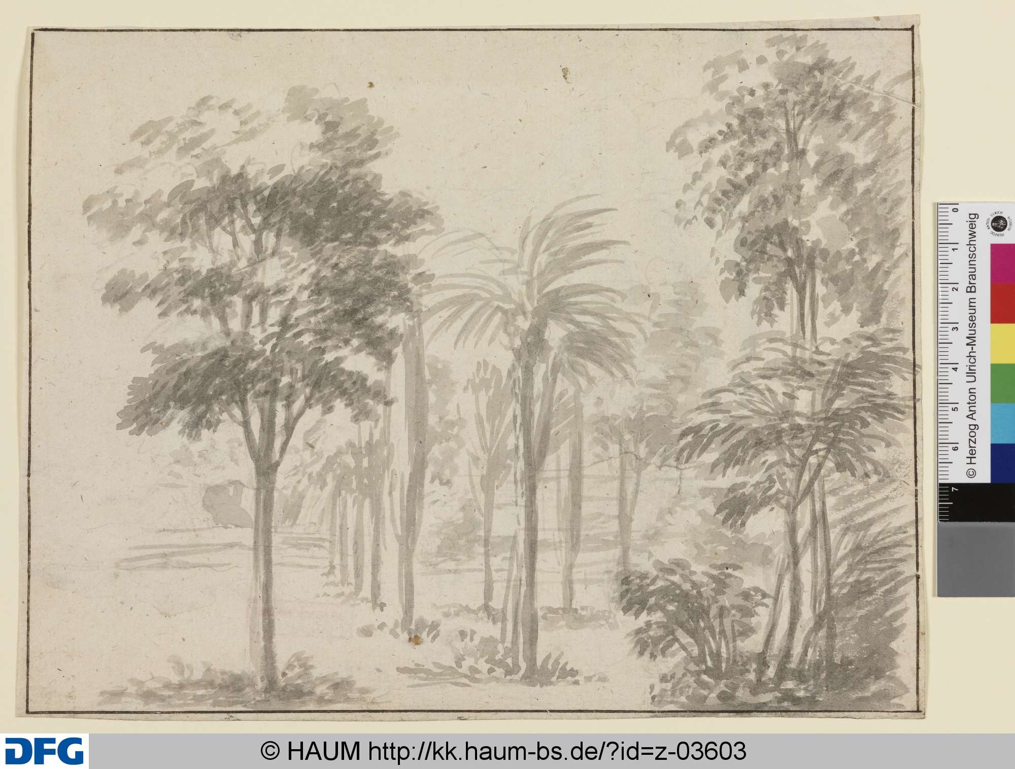 Landschaft mit Palmen und Zypressen, Johann Oswald Harms, 1665–1674