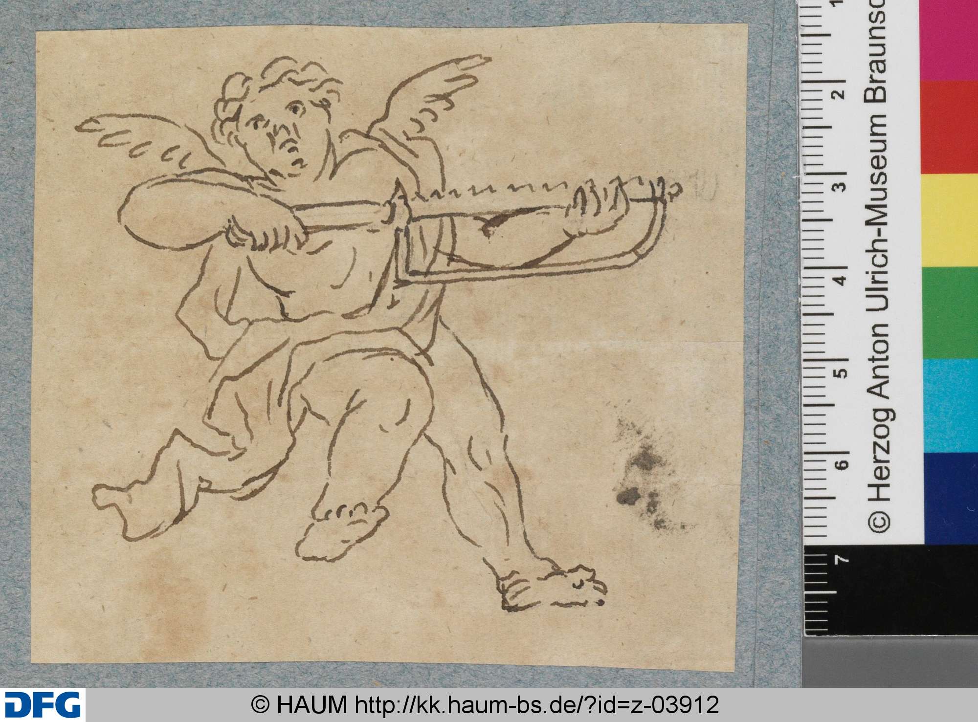 Schwebender Putto mit Säge, Johann Oswald Harms, 1680–1708