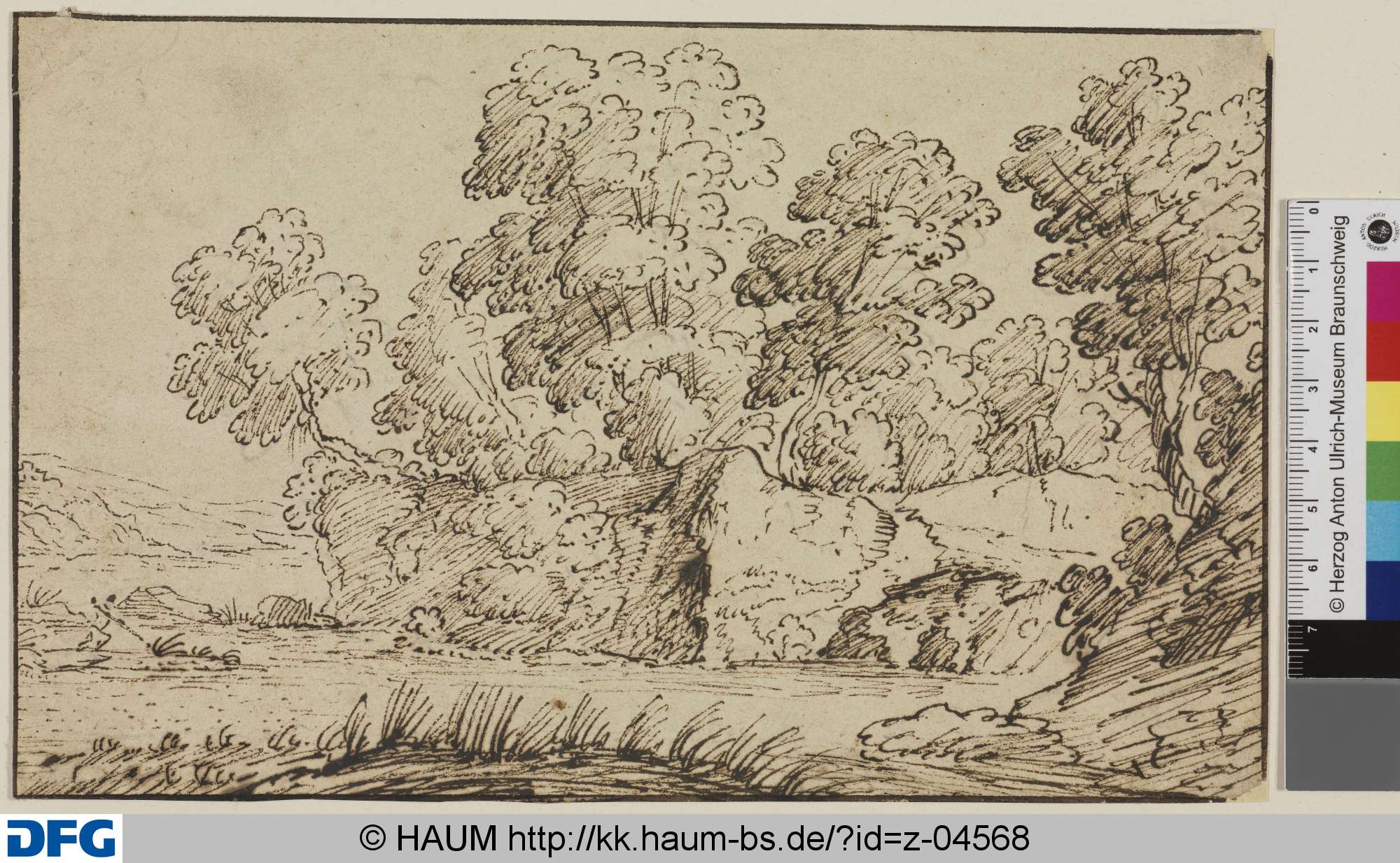 Flusslandschaft mit bewaldeten Hügeln, Titian, 17th century