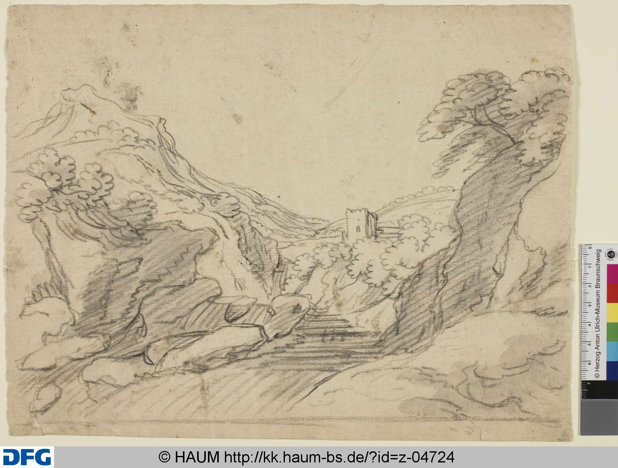 Flusslandschaft mit Burg, 17th century