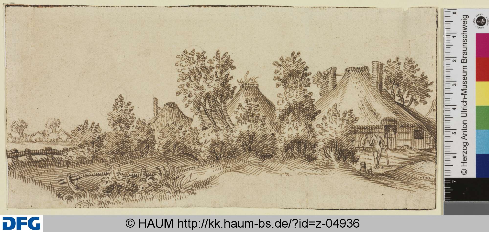 Feldlandschaft mit Häusern