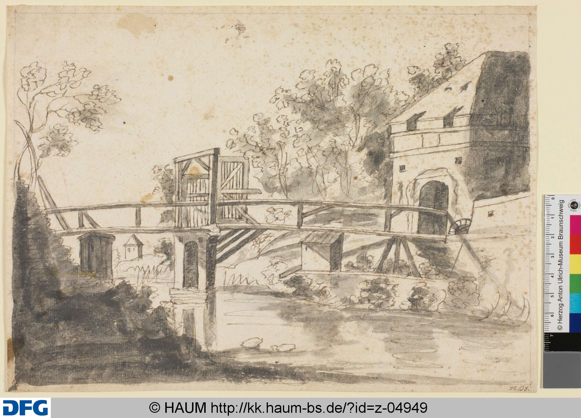 Flusslandschaft mit Brücke