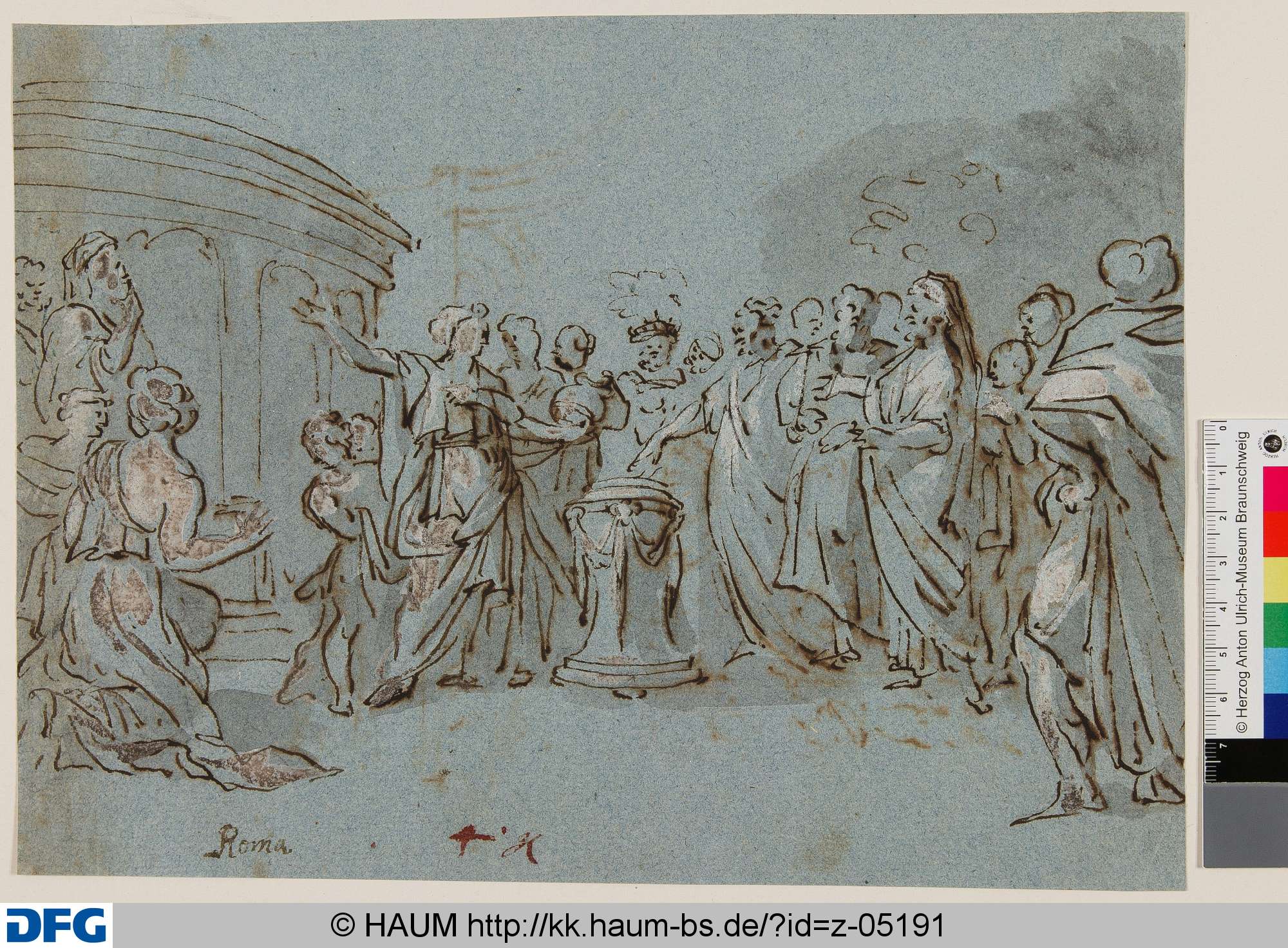 Männer und Frauen an einem Altar