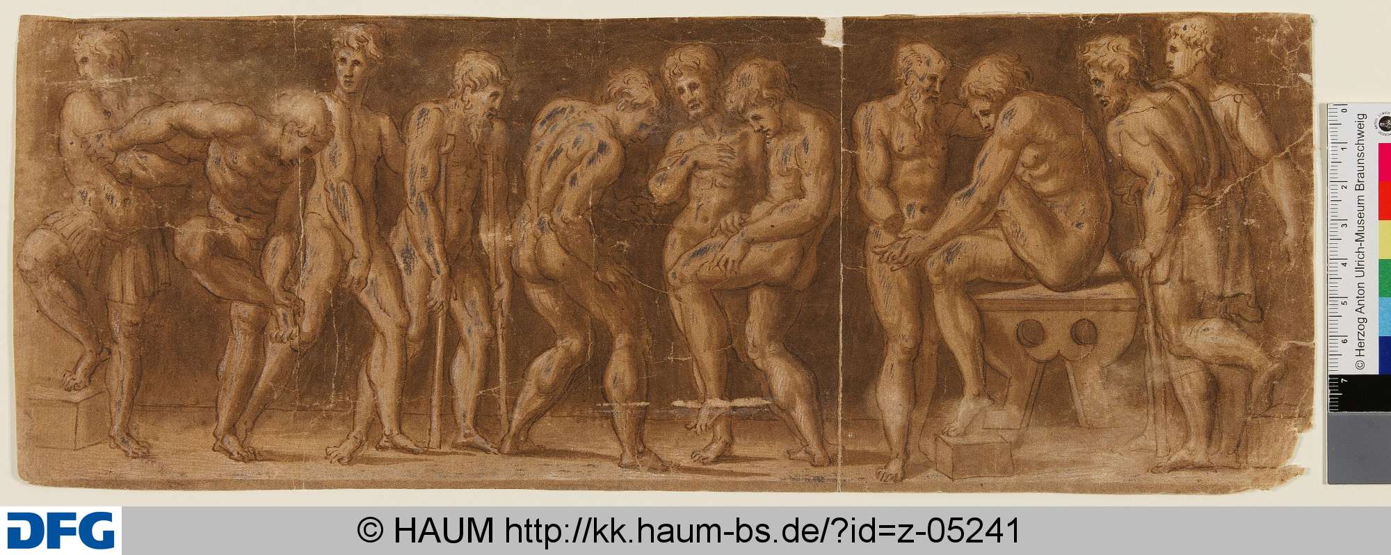 Mehrere Männer untersuchen ihre Blessuren, Polidoro da Caravaggio