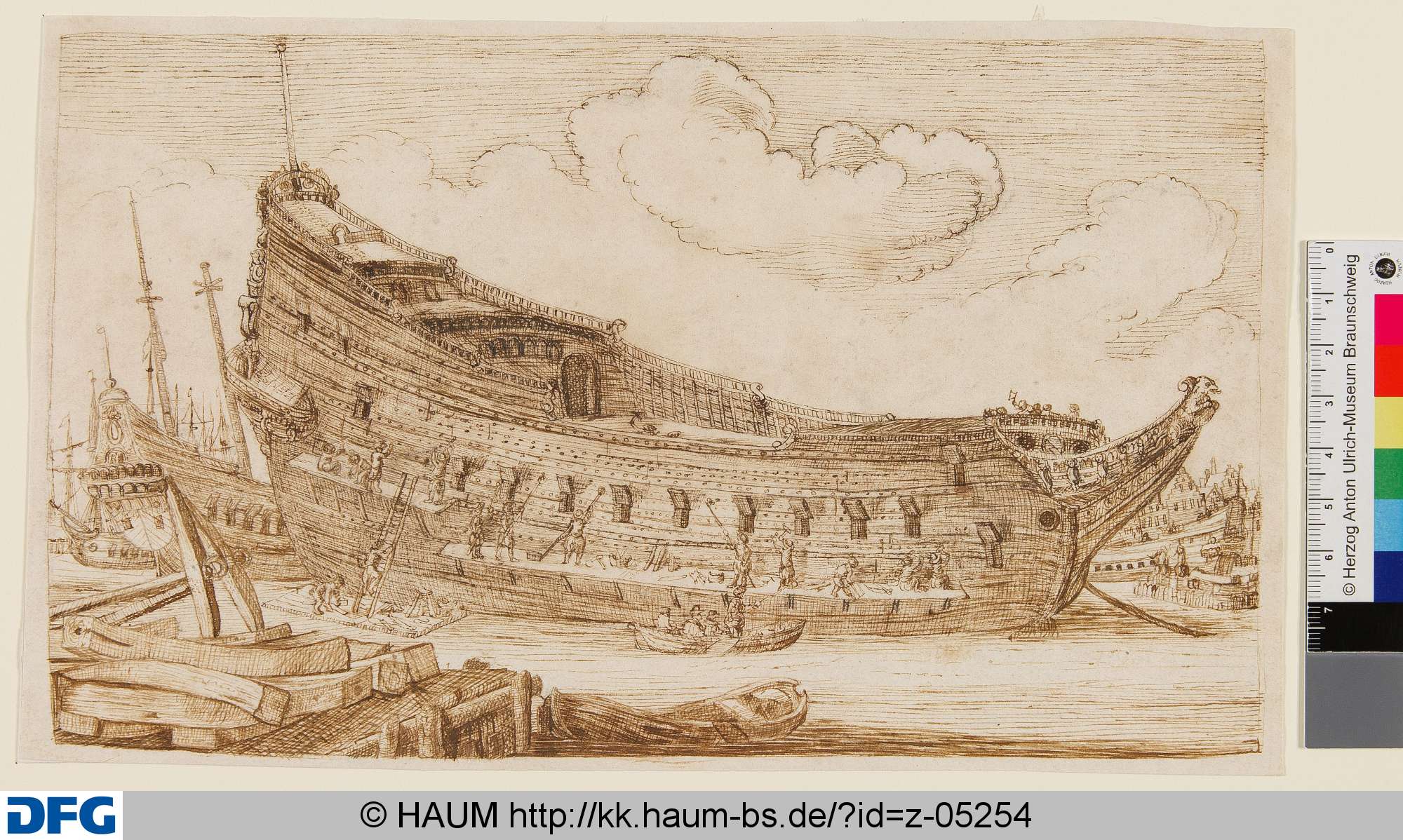 Rumpf eines Kriegsschiffes, Wenceslaus Hollar