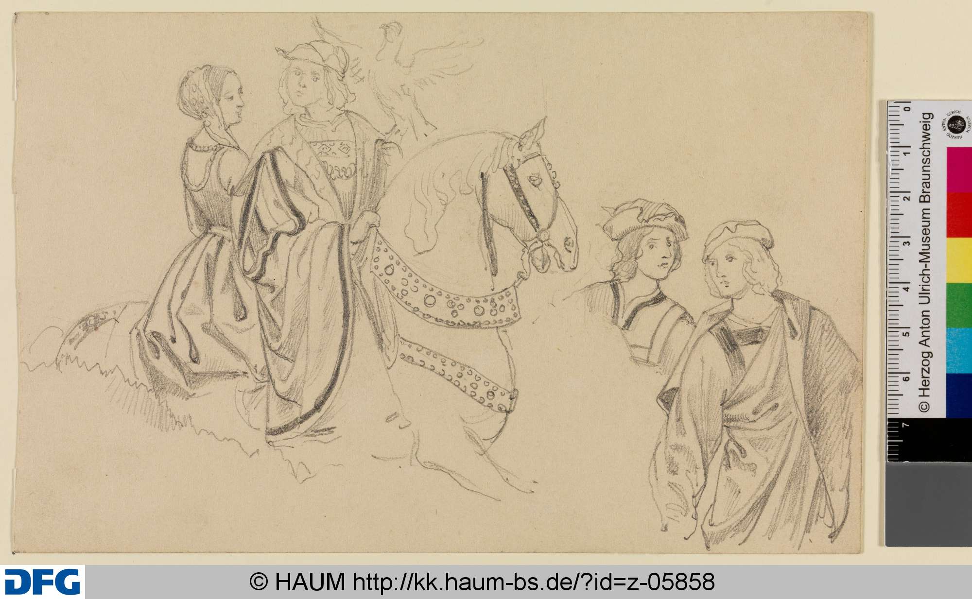 Bei der Falkenjagd, Rudolph Friedrich August Henneberg, 1850–1875
