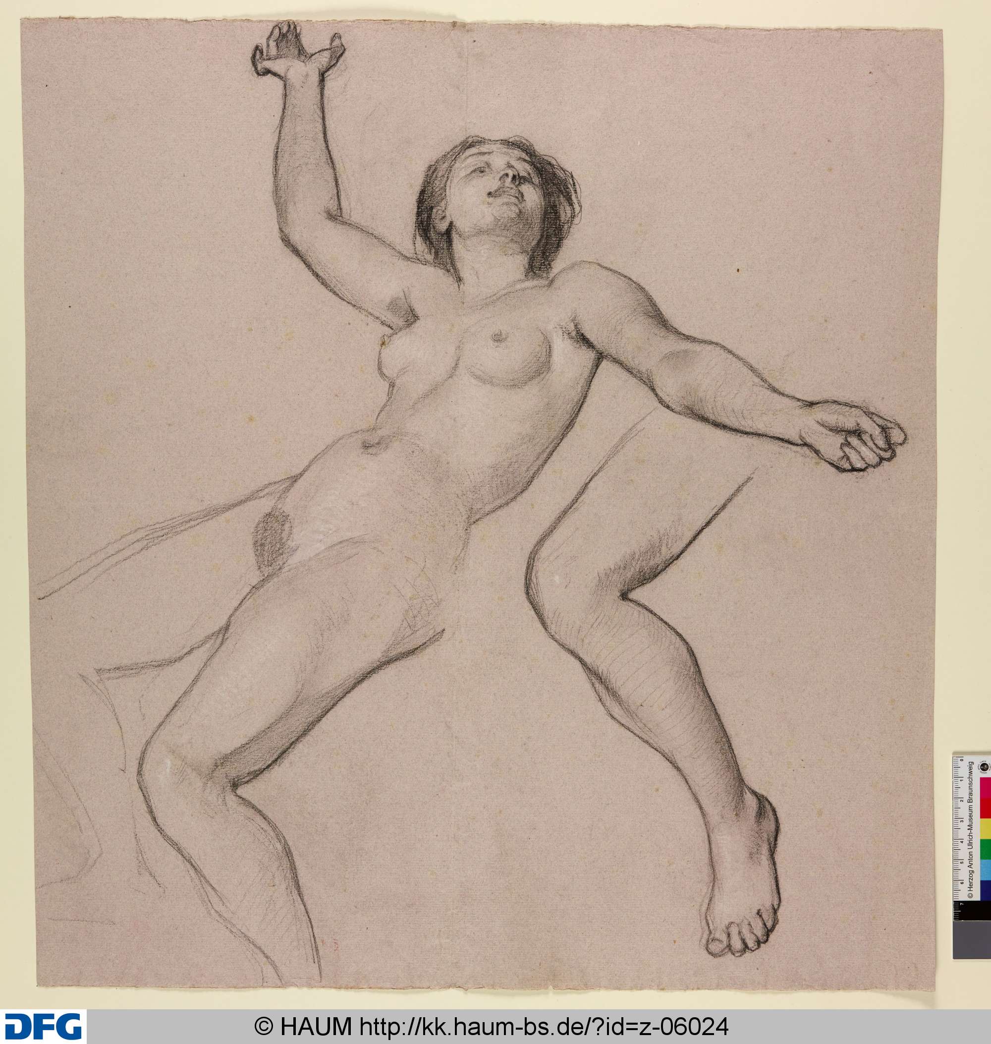 Studie eines weiblichen liegenden Aktes und weitere Armstudie, Rudolph Friedrich August Henneberg, 1865–1875