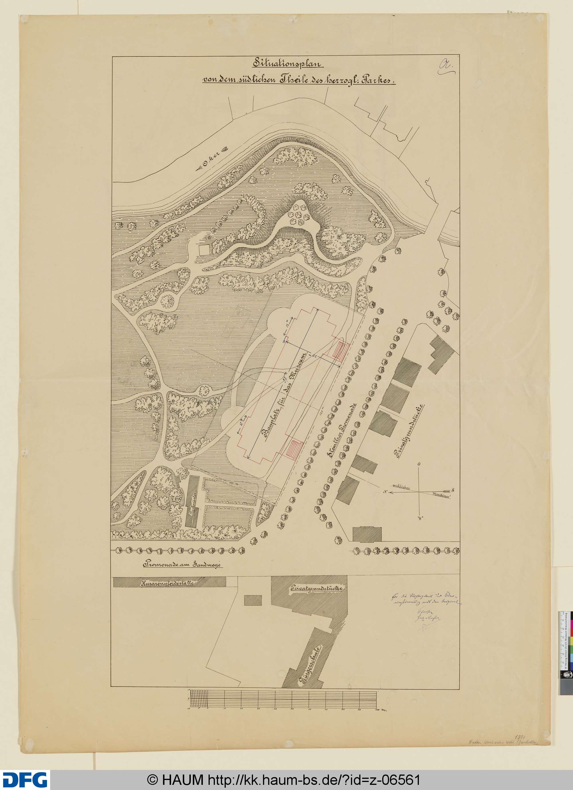 Situationsplan von dem südlichen Theile des herzoglichen Parkes, Oskar Sommer, 1891