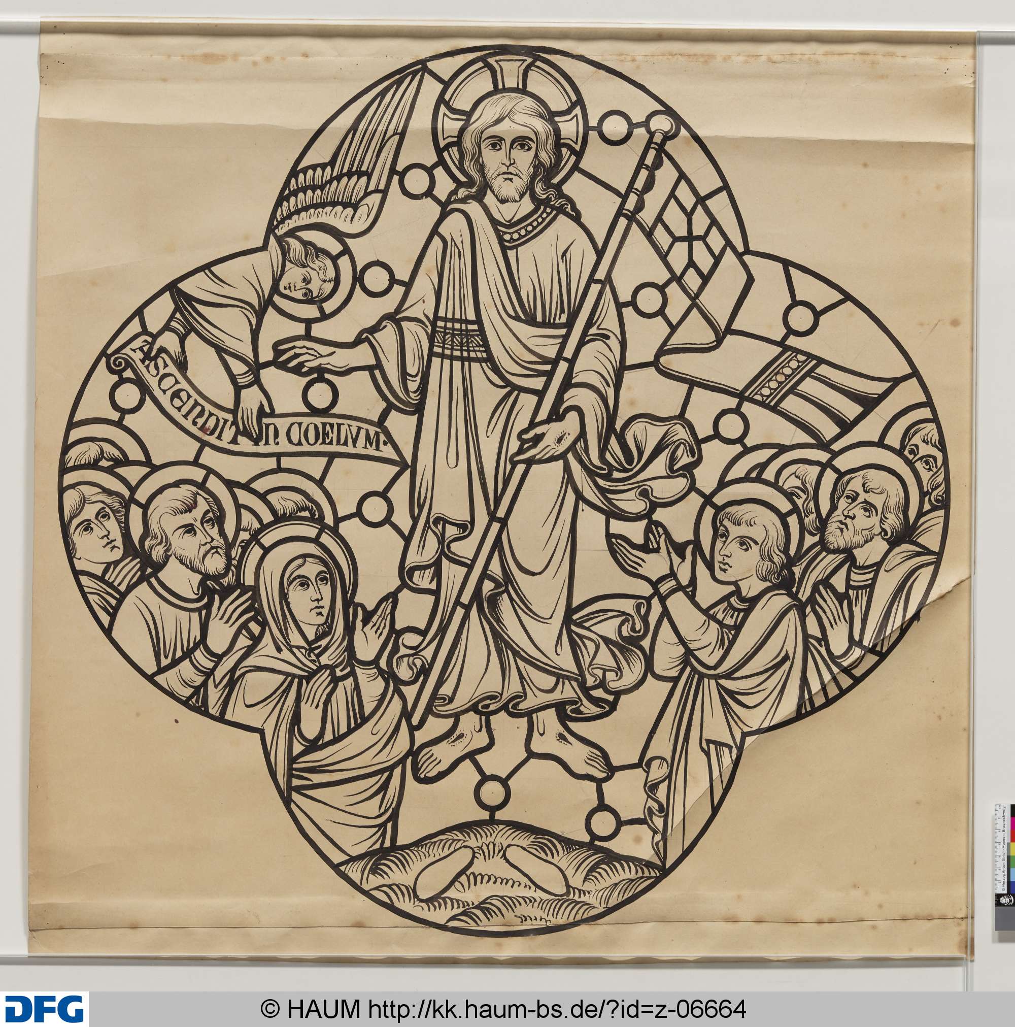 Scheibenriss "Himmelfahrt Christi", Heinrich Brandes, 1822–1868