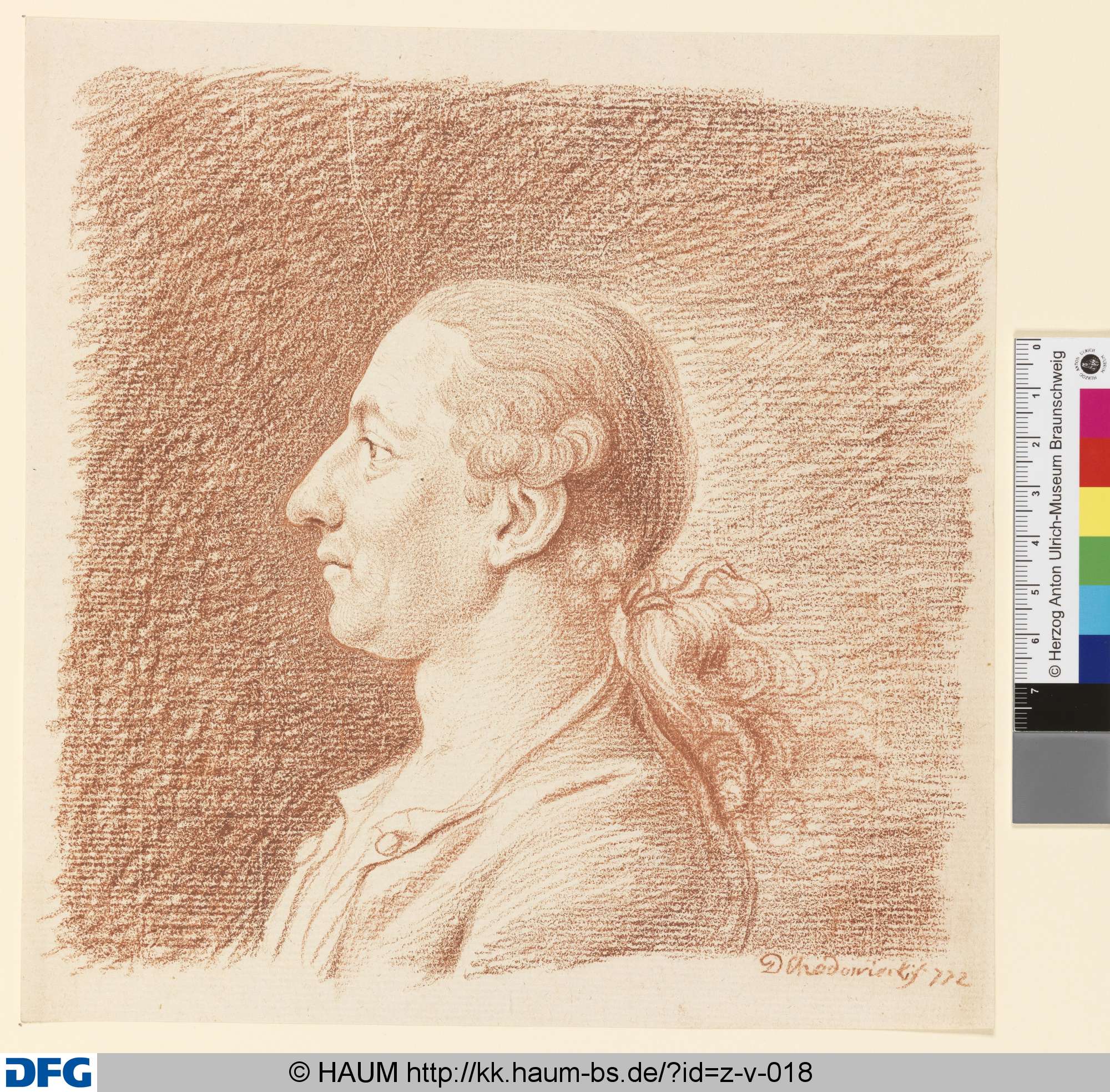 Brustbild eines Mannes nach links, Daniel Chodowiecki, 1772