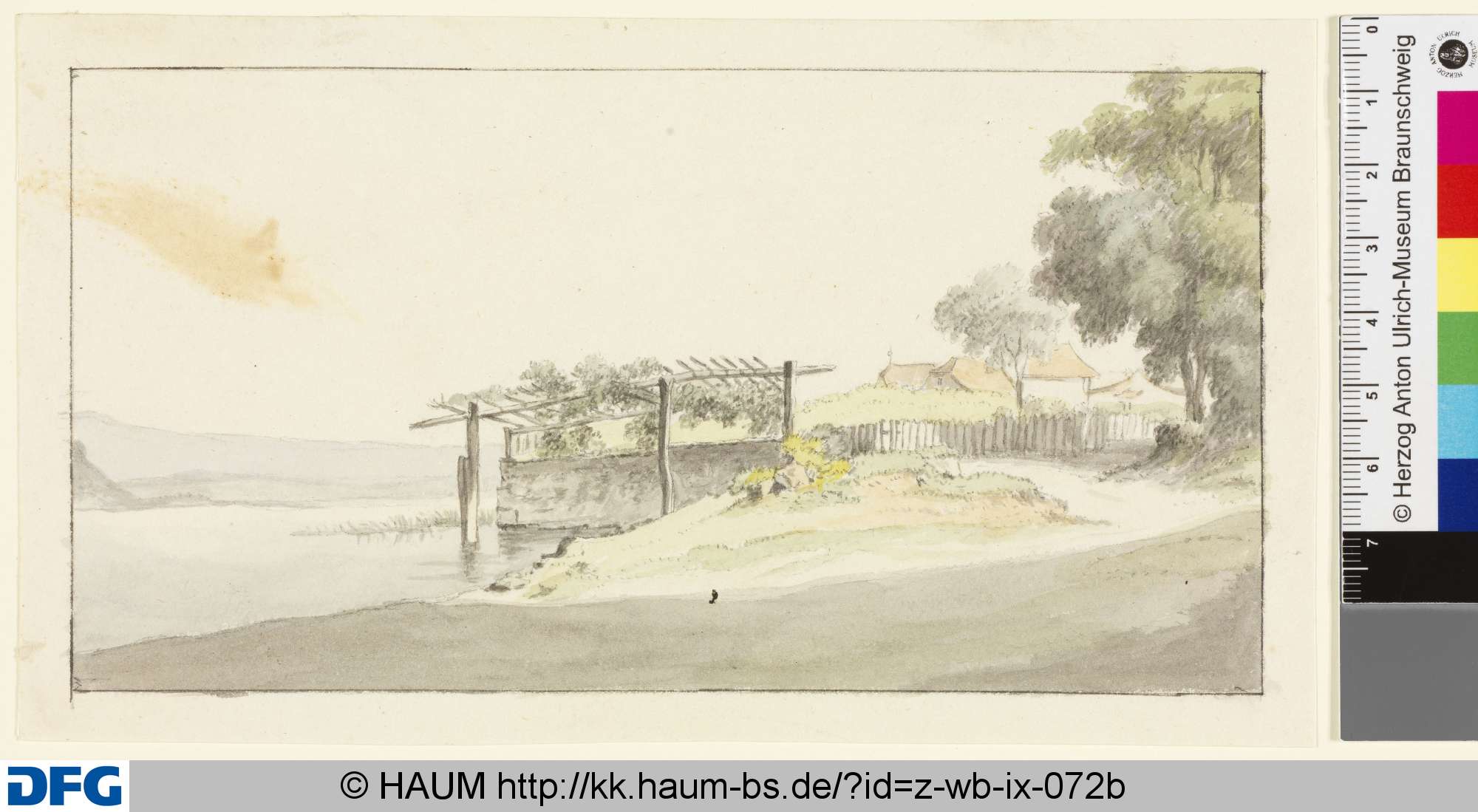 Landschaft mit See und Häusern, 18th century