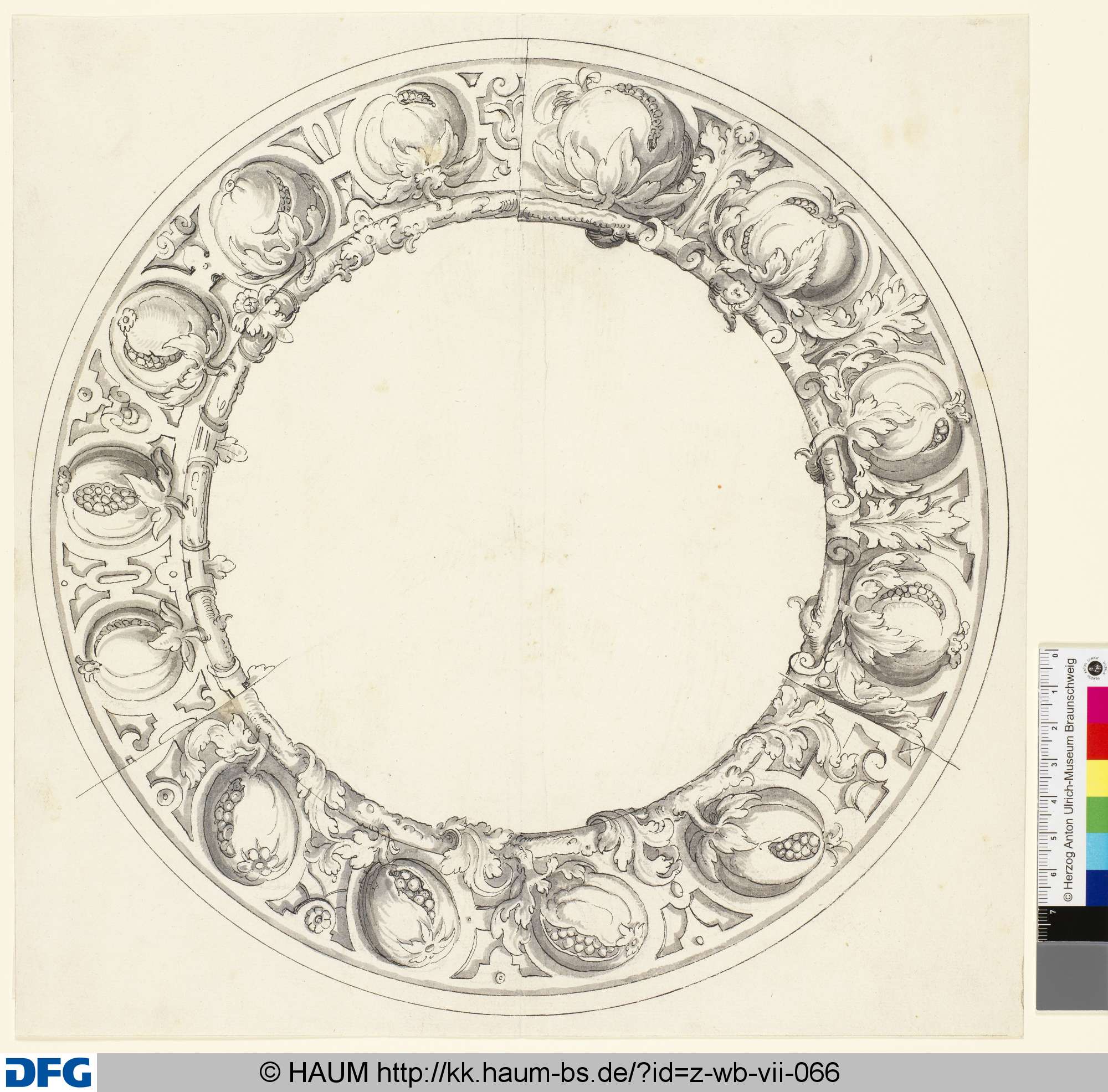 3 Entwürfe für einen Schalen- oder Tellerrand in einem Rund, 16th century