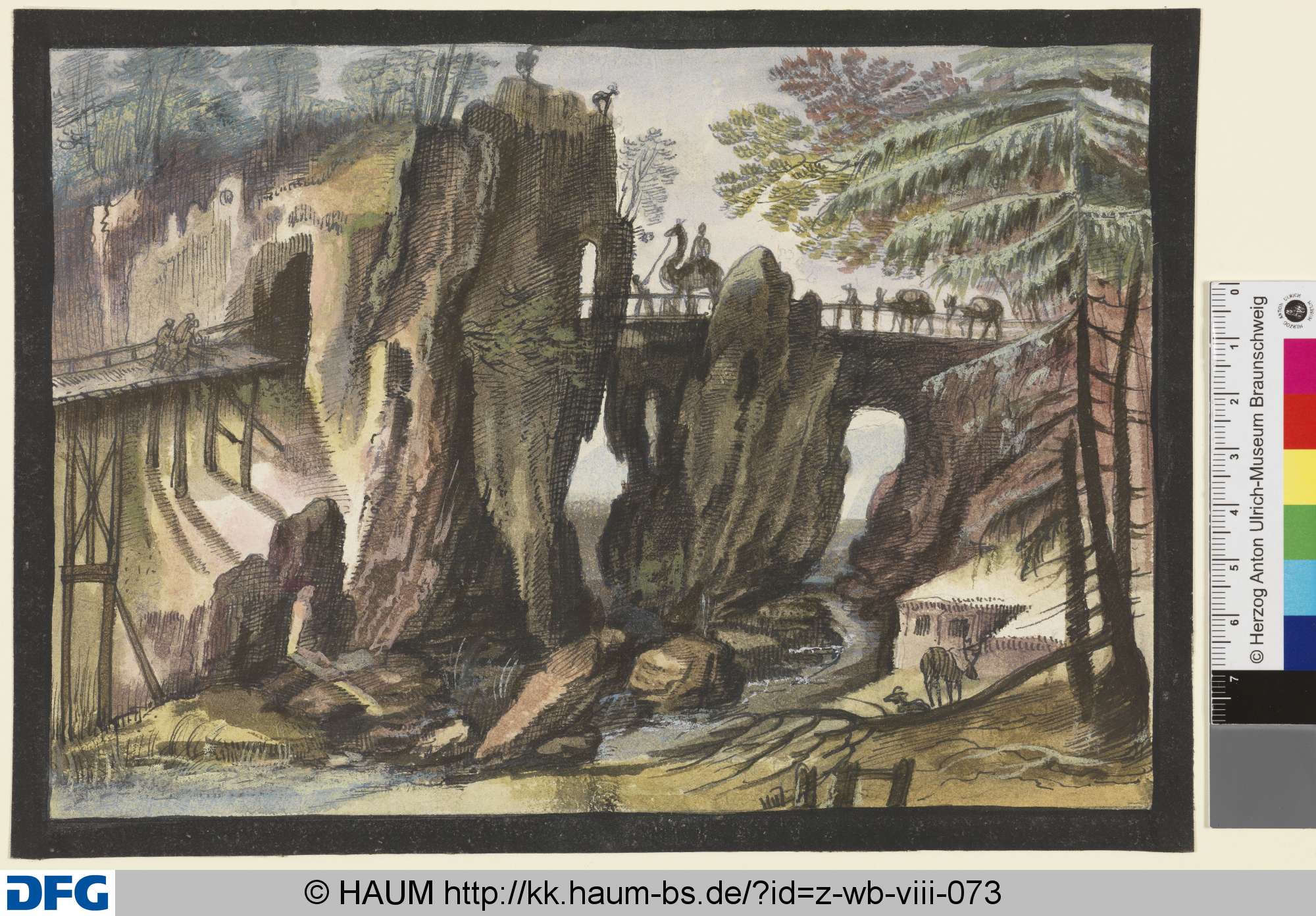 Landschaft mit Brücke und Felsen, Hans Hellwig, 1601–1611