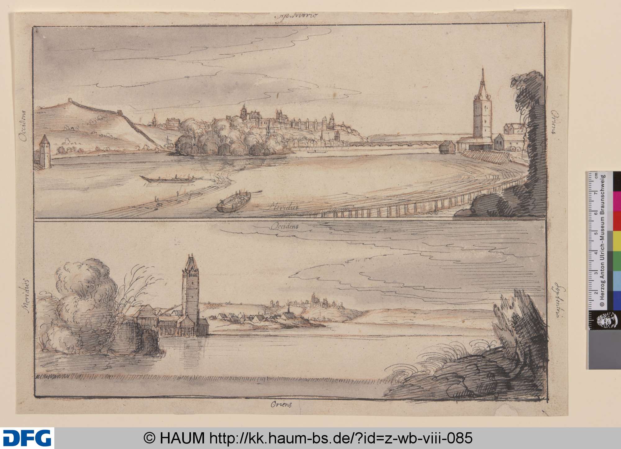 Zwei Ansichten von Prag, von Süden nach Norden und von Osten nach Westen betrachtet, Wenceslaus Hollar, 1621–1631