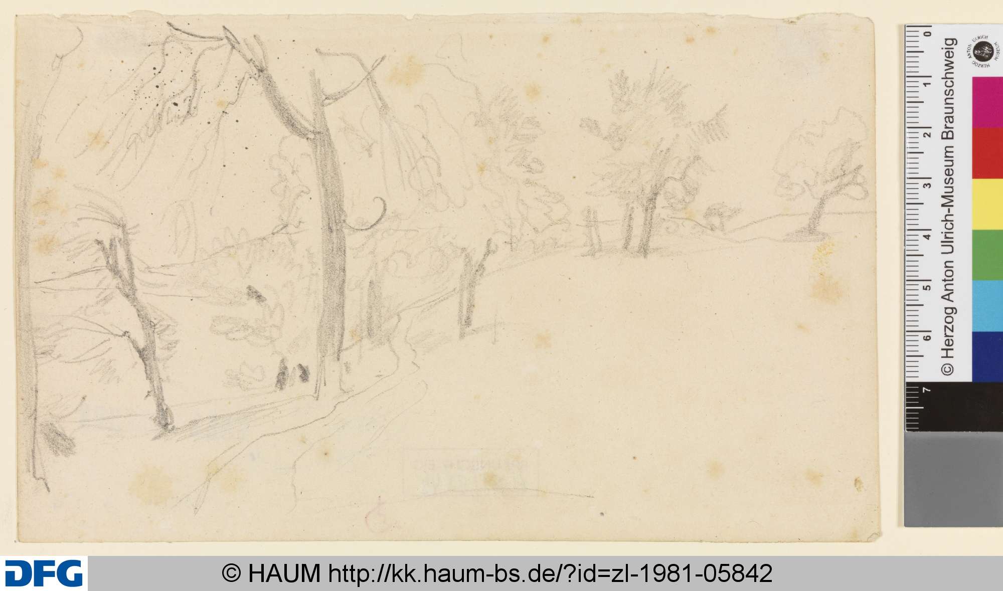 Weg zwischen einzelnen Bäumen, Carl Blechen, 1829