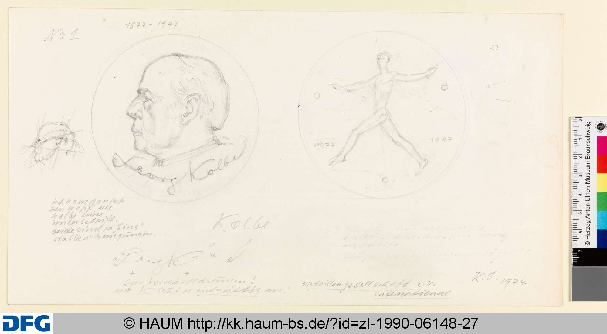 Entwurf einer Kolbe-Medaille, Paul Egon Schiffers, 1974