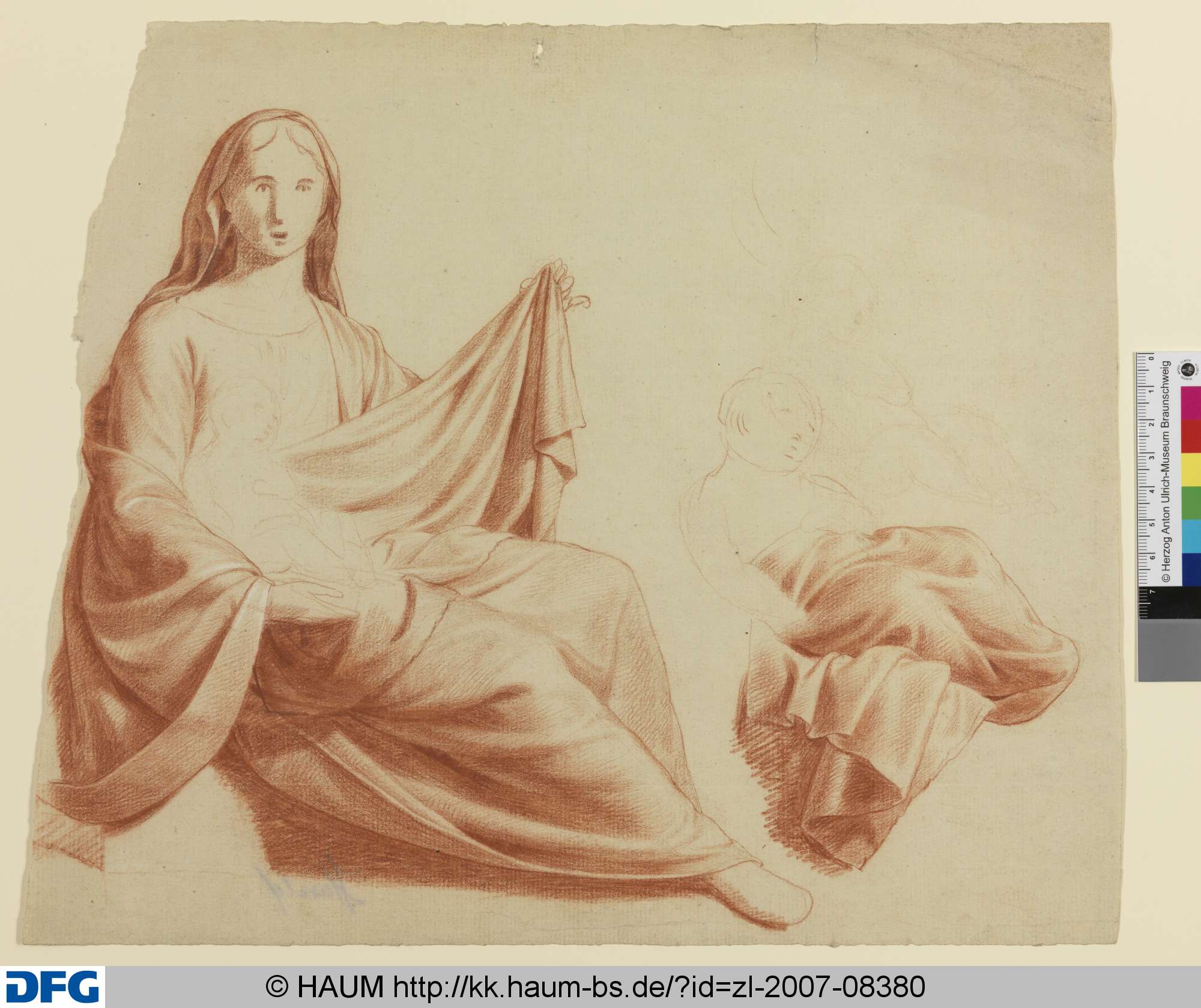 Studie einer jungen Frau mit einem Kind auf dem Schoß (Maria?), Mattheus Ignatius van Bree, 1793–1839