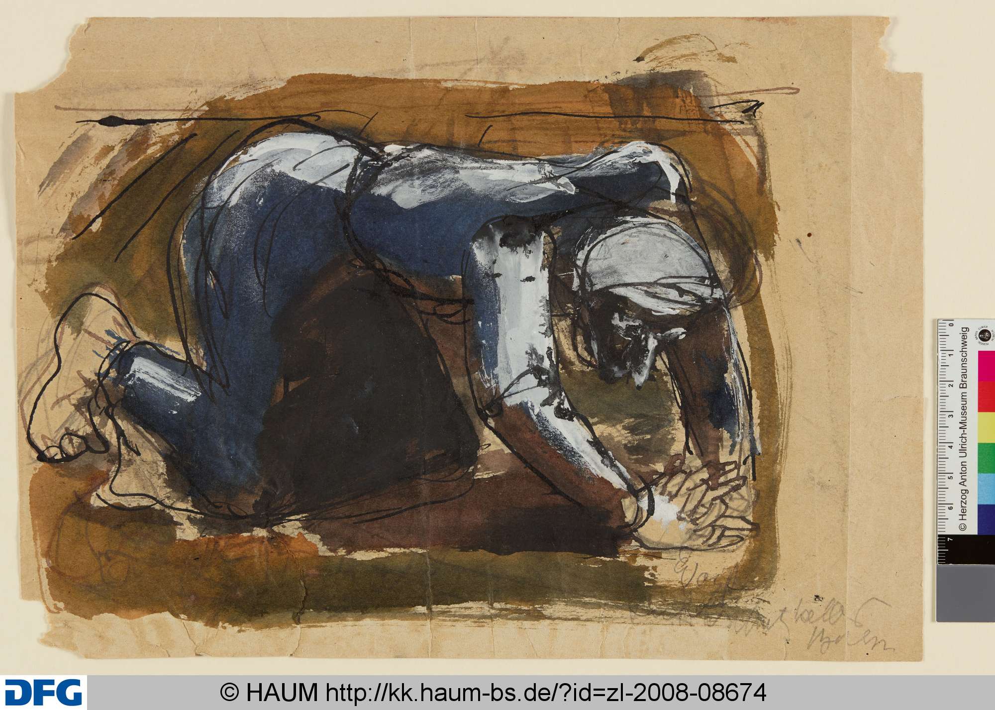 Liegende betende Frau, nach rechts (Skizze), Elisabeth Voigt, 1913–1977